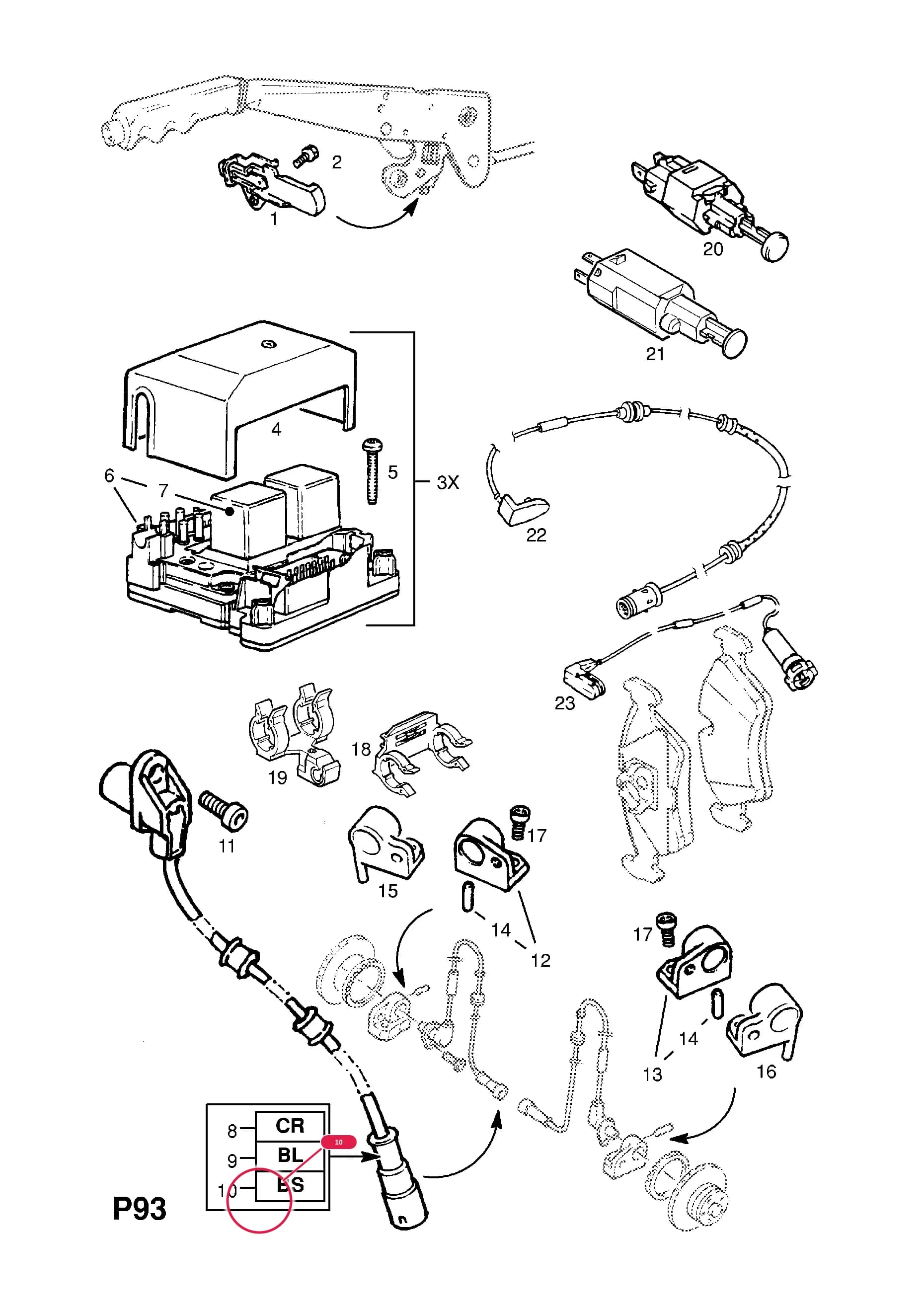SENSOR,FRONT AXLE REVOLUTIONS (IDENT BS) (NLS.- USE 93169318  16 12 695) — Opel  ASTRA-F ( 1992 -  1998) — P ELECTRICAL › 4 BRAKES