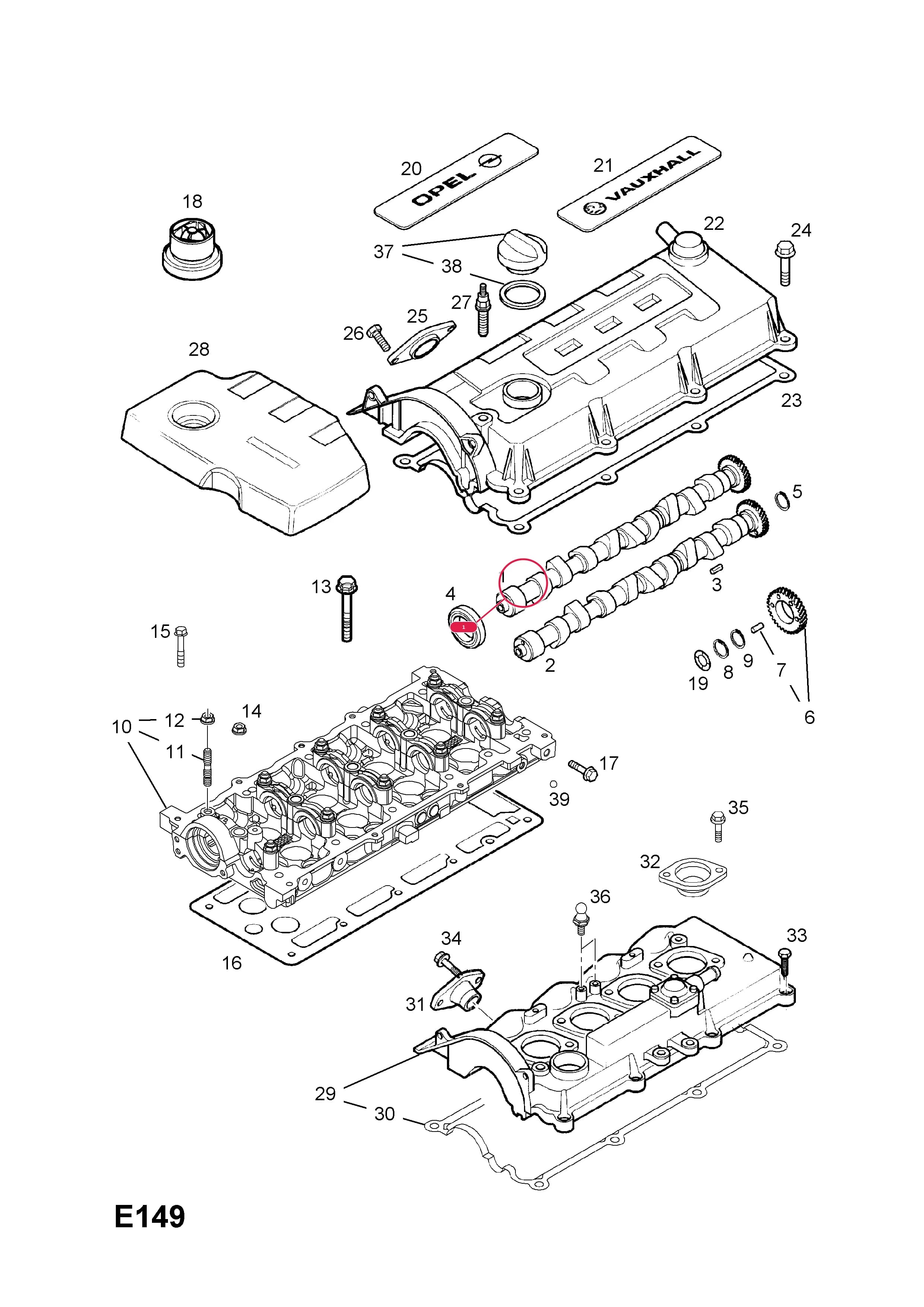 CAMSHAFT,INLET — Opel  ASTRA-G ( 1998 -  2010) — E ENGINE AND CLUTCH › 12 Y17DT[LR6],Z17DTL[LRB] DIESEL ENGINES