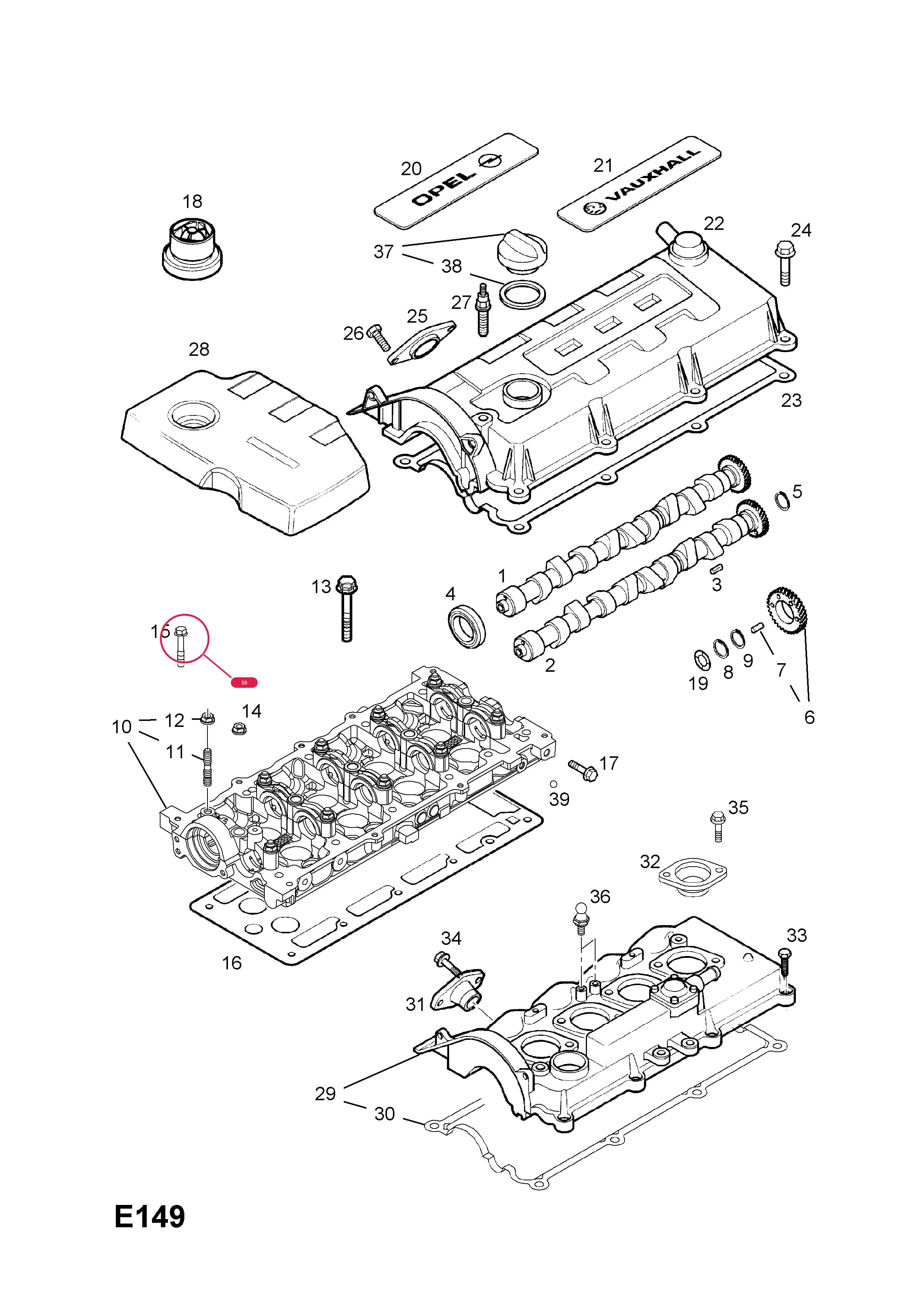 SCREW,CAMSHAFT CASE TO CYLINDER HEAD,M8 X 50 — Opel  ASTRA-G ( 1998 -  2010) — E ENGINE AND CLUTCH › 12 Y17DT[LR6],Z17DTL[LRB] DIESEL ENGINES