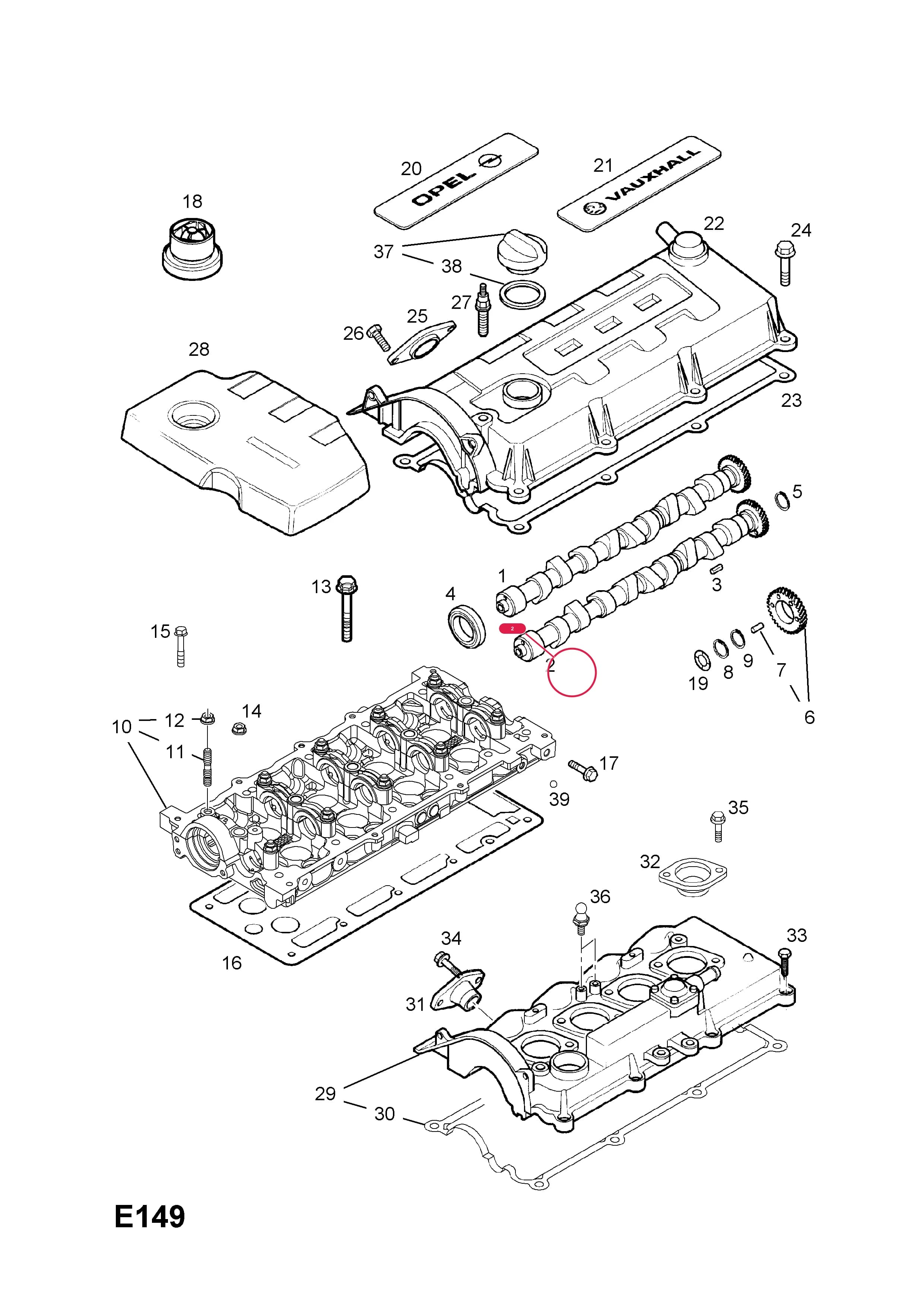 CAMSHAFT,EXHAUST — Opel  ASTRA-G ( 1998 -  2010) — E ENGINE AND CLUTCH › 12 Y17DT[LR6],Z17DTL[LRB] DIESEL ENGINES