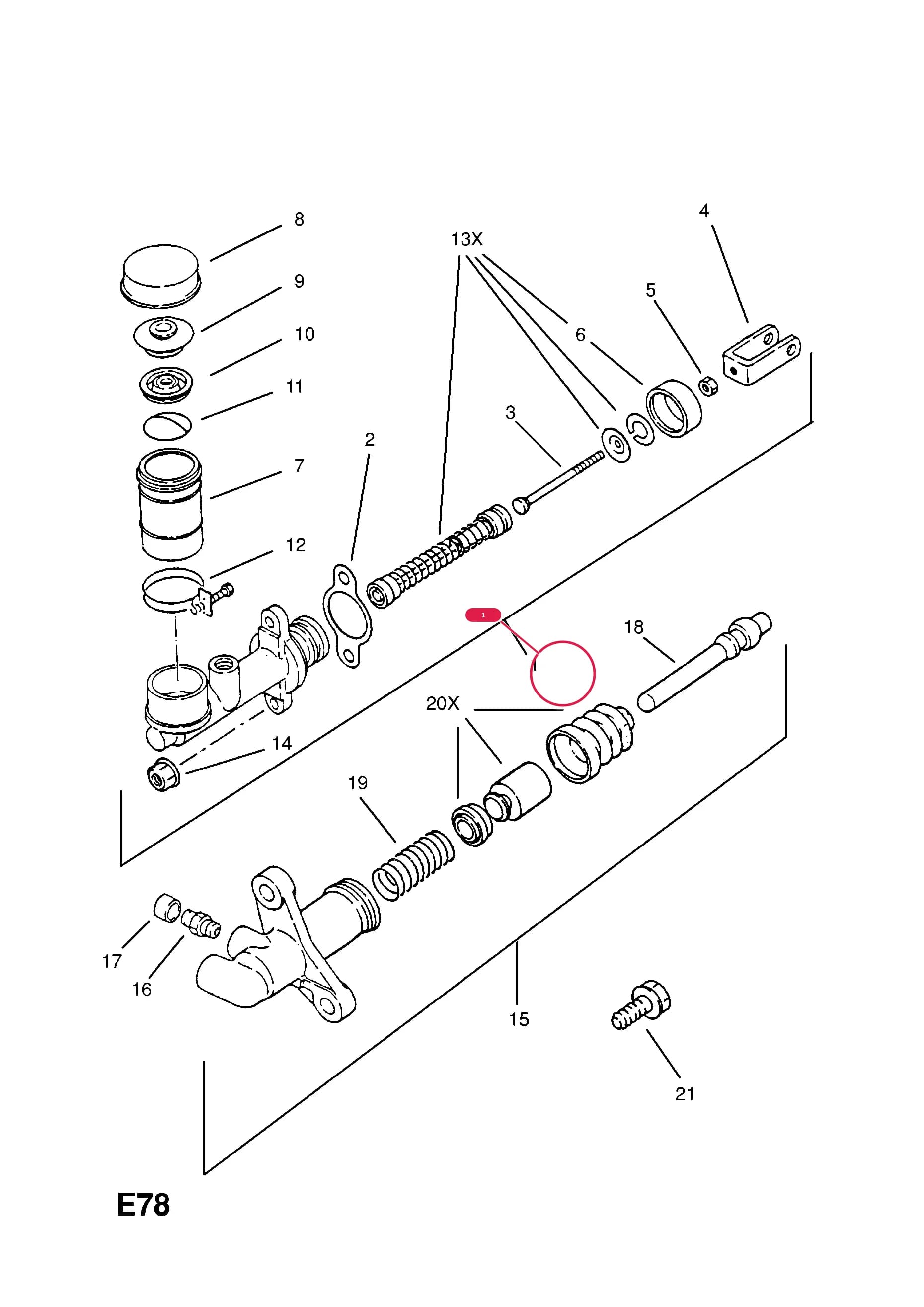 CYLINDER,ASSY.,CLUTCH MASTER (NLS.- USE 97185016  56 79 310) — Opel  CAMPO ( 1991 -  1996) — E ENGINE AND CLUTCH › 4 31TD TURBO-DIESEL ENGINE