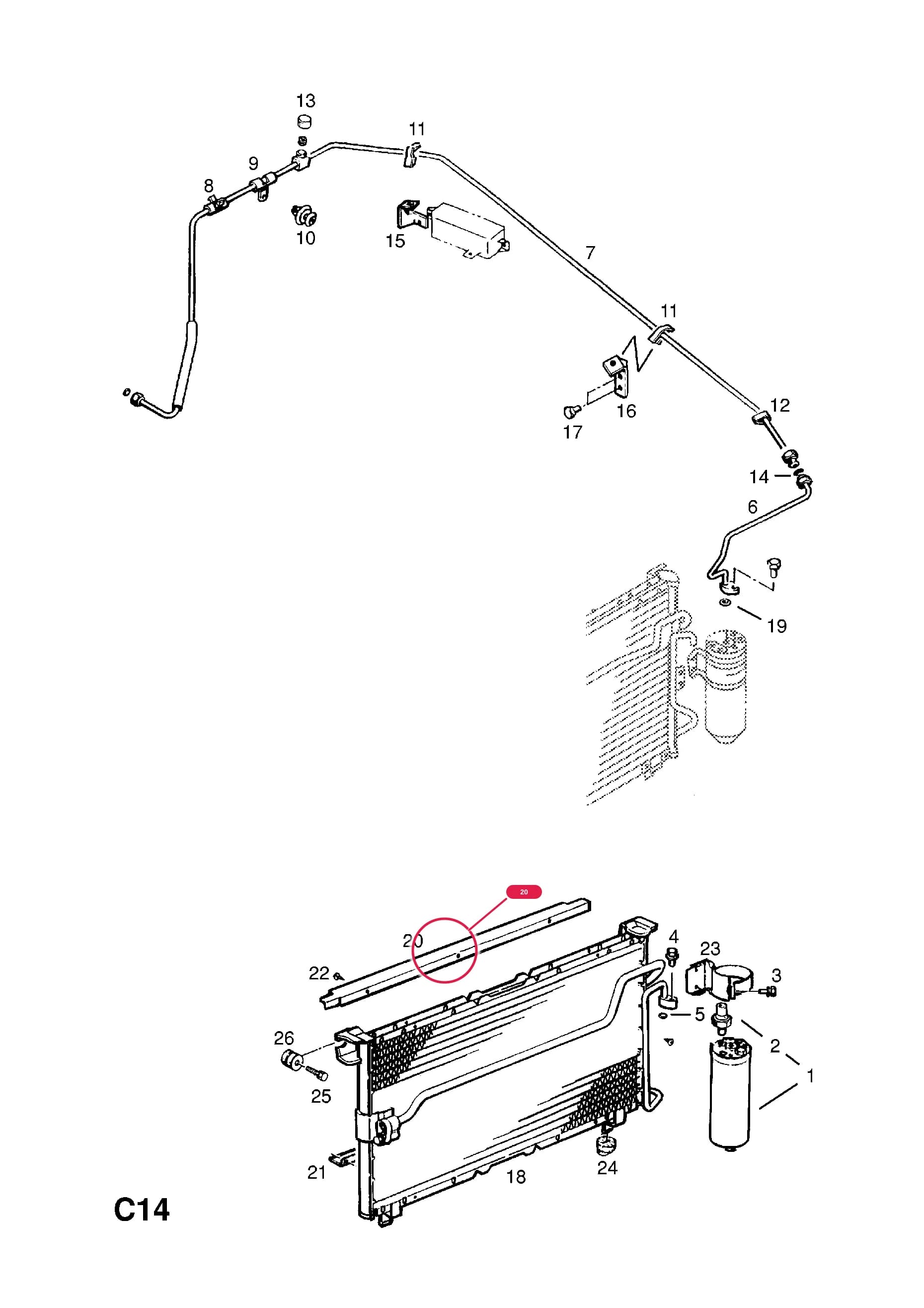 PLATE,CONDENSER,UPPER (NLS.- NO REPLACEMENT PART) — Opel  CAMPO ( 1997 -  2002) — C BODY INTERIOR FITTINGS › 6 AIR CONDITIONING