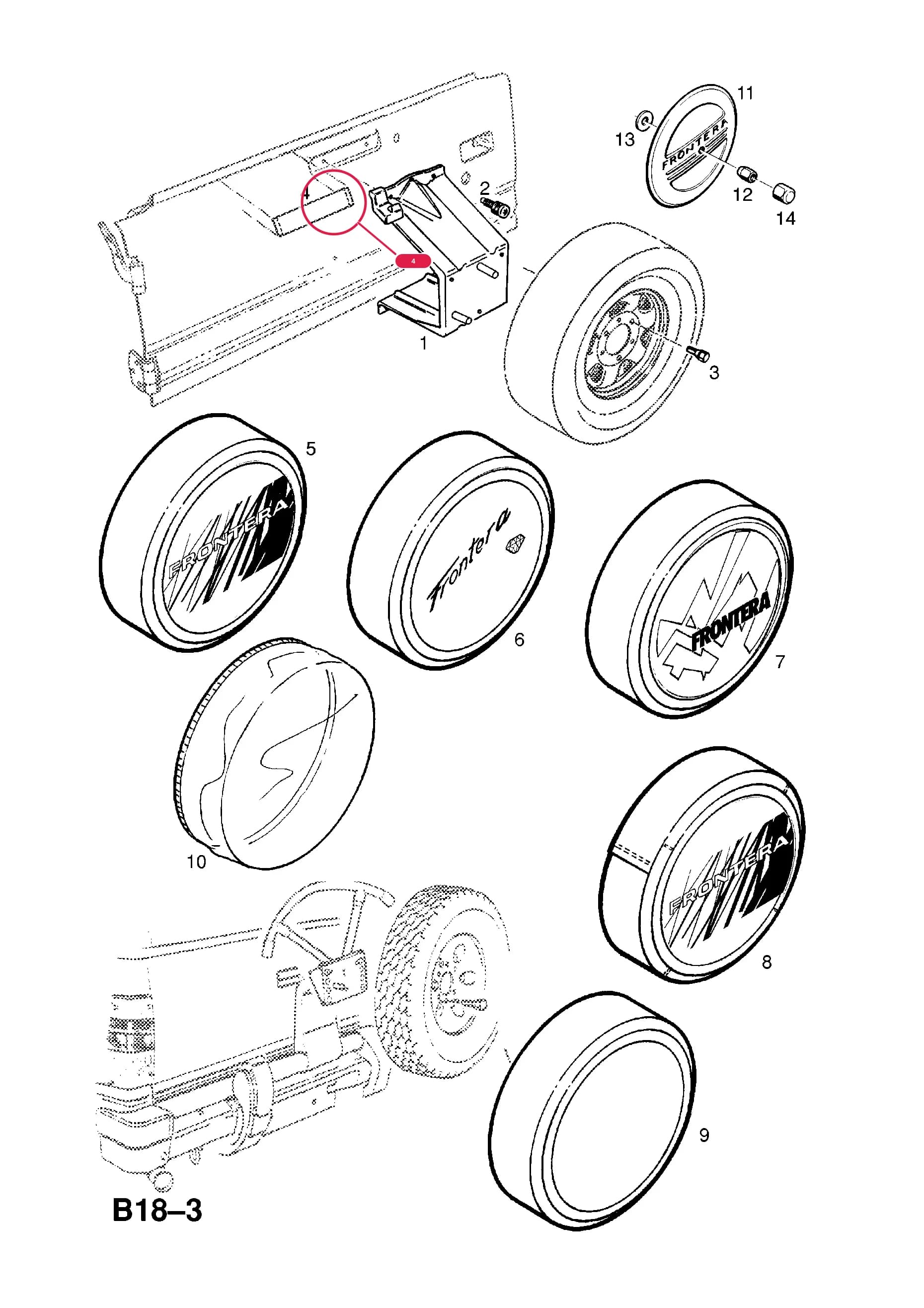 FOIL,PROTECTIVE,REAR WIPER (NLS.- NO REPLACEMENT PART) — Opel  FRONTERA-A ( 1992 -  1998) — B BODY EXTERIOR FITTINGS › 17 SPARE WHEEL FITTINGS