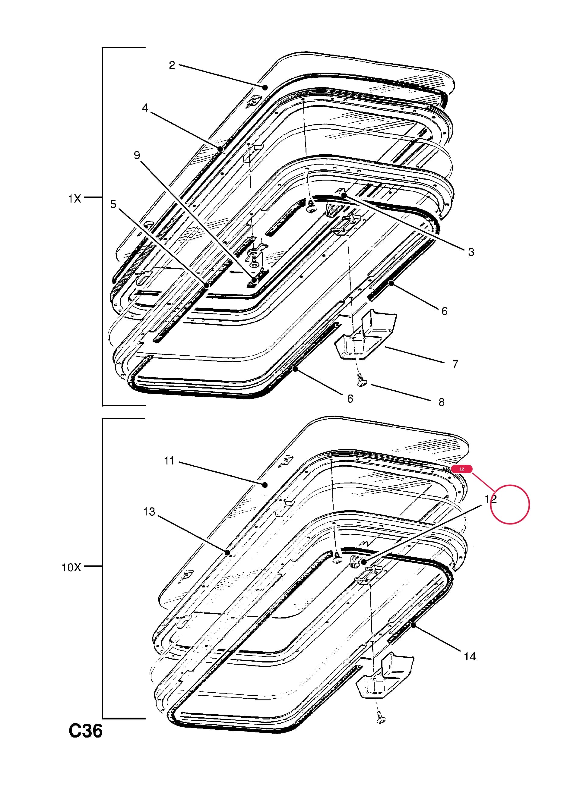 --HANDLE,ASSY.,INSIDE (NLS.- NO REPLACEMENT PART) — Opel  FRONTERA-A ( 1992 -  1998) — C BODY INTERIOR FITTINGS › 36 SUN ROOF