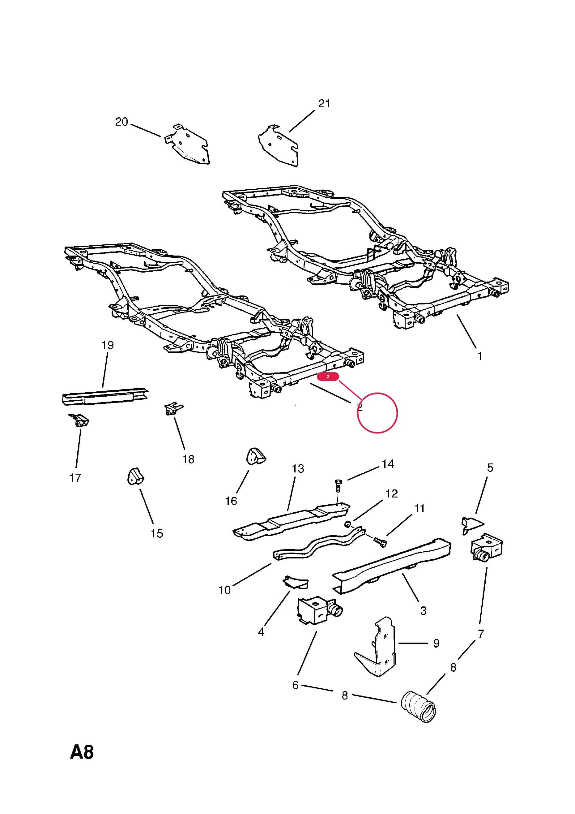 FRAME,ASSY.,CHASSIS (NLS.- NO REPLACEMENT PART) — Opel  FRONTERA-A ( 1992 -  1998) — A BODY SHELL AND PANELS › 3 CHASSIS FRAME