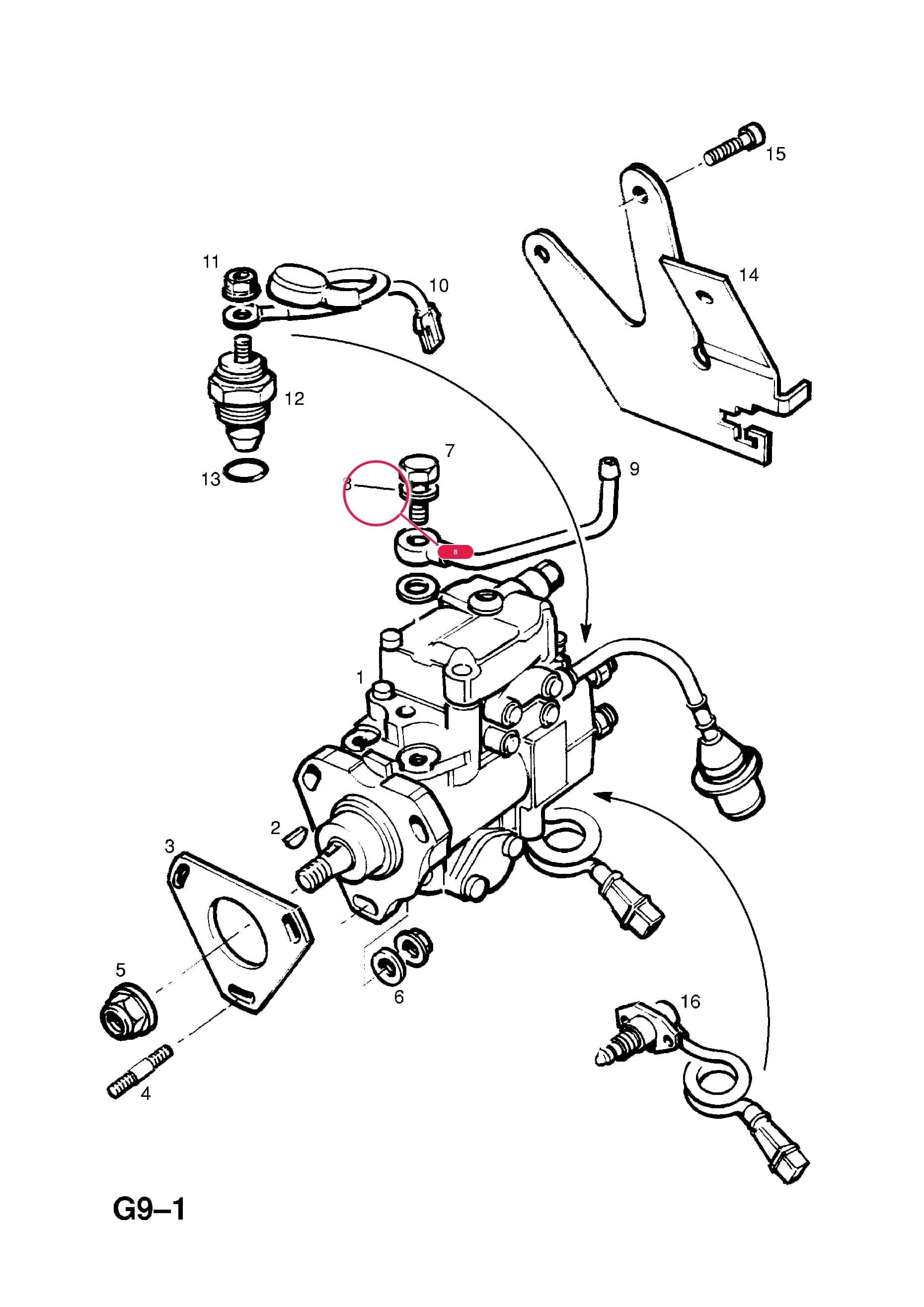 GASKET,PIPE,FUEL FEED,FUEL INJECTION PUMP (NLS.- NO REPLACEMENT PART) — Opel  FRONTERA-A ( 1992 -  1998) — G FUEL AND EXHAUST › 71.FUEL INJECTION PUMP (CONTD.)