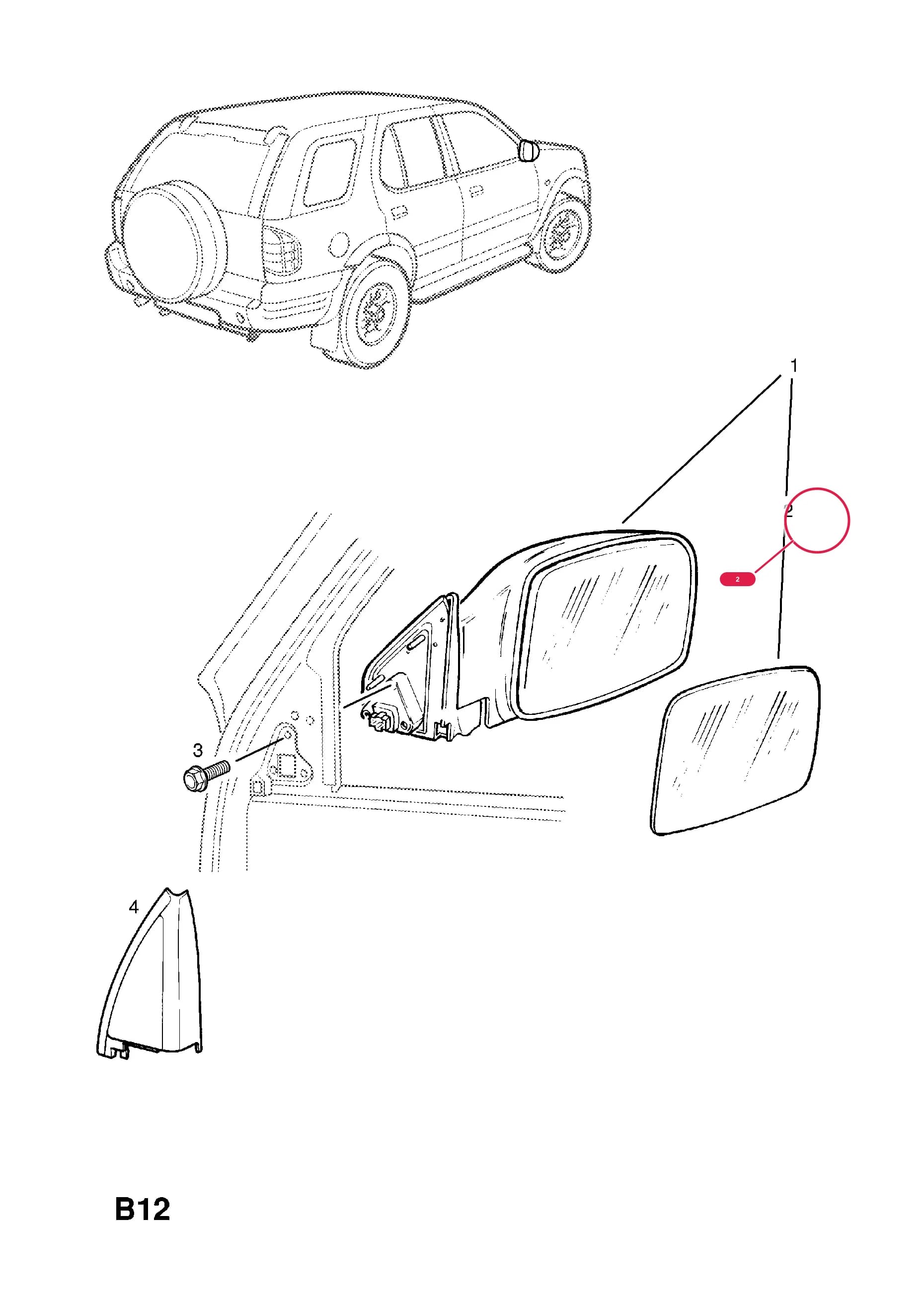 -GLASS,MIRROR,CONVEX,RH (PLAIN) — Opel  FRONTERA-B ( 1999 -  2004) — B BODY EXTERIOR FITTINGS › 9 REAR VIEW MIRRORS