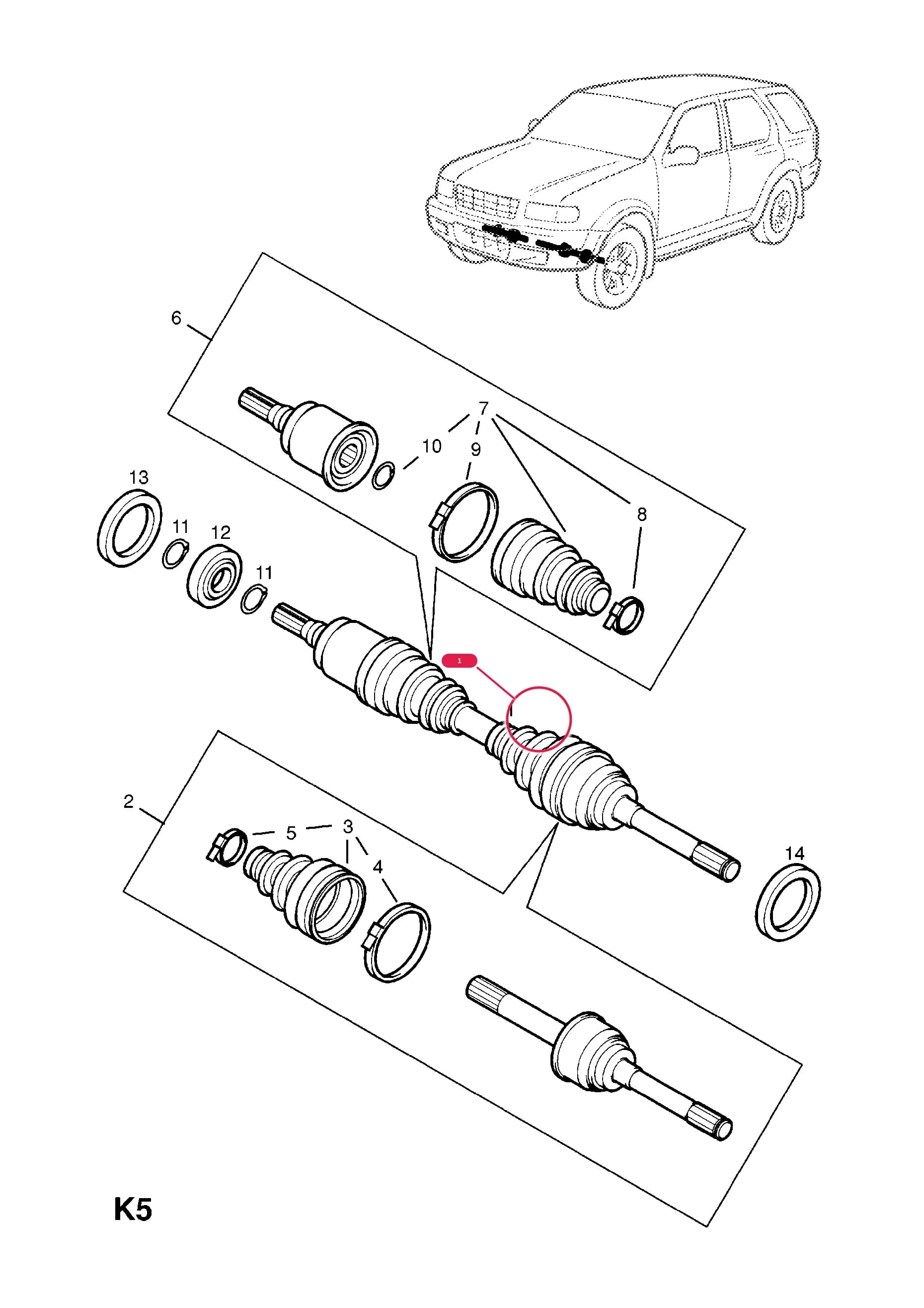 SHAFT,ASSY.,DRIVE,FRONT AXLE — Opel FRONTERA-B ( 1999 - 2004) — K FRONT AXLE AND SUSPENSION › 6.FRONT AXLE DRIVE SHAFT