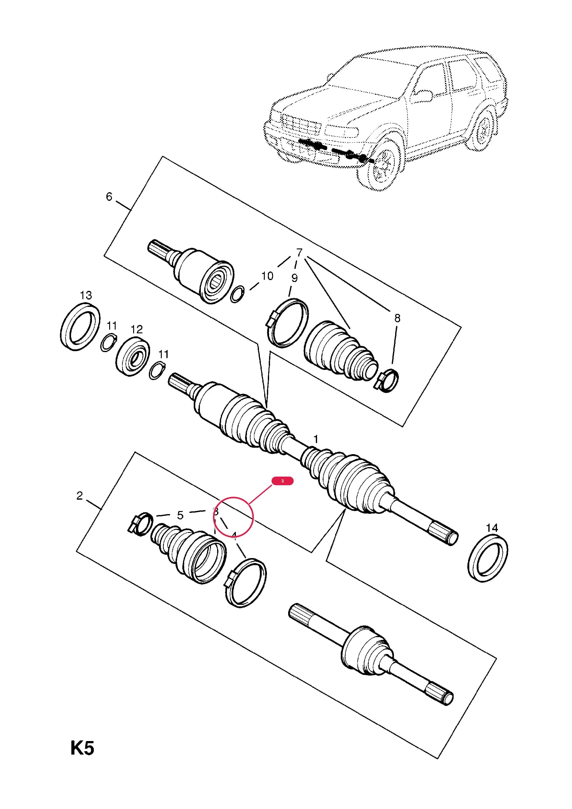 --BOOT,DRIVE SHAFT,OUTER — Opel  FRONTERA-B ( 1999 -  2004) — K FRONT AXLE AND SUSPENSION › 6.FRONT AXLE DRIVE SHAFT