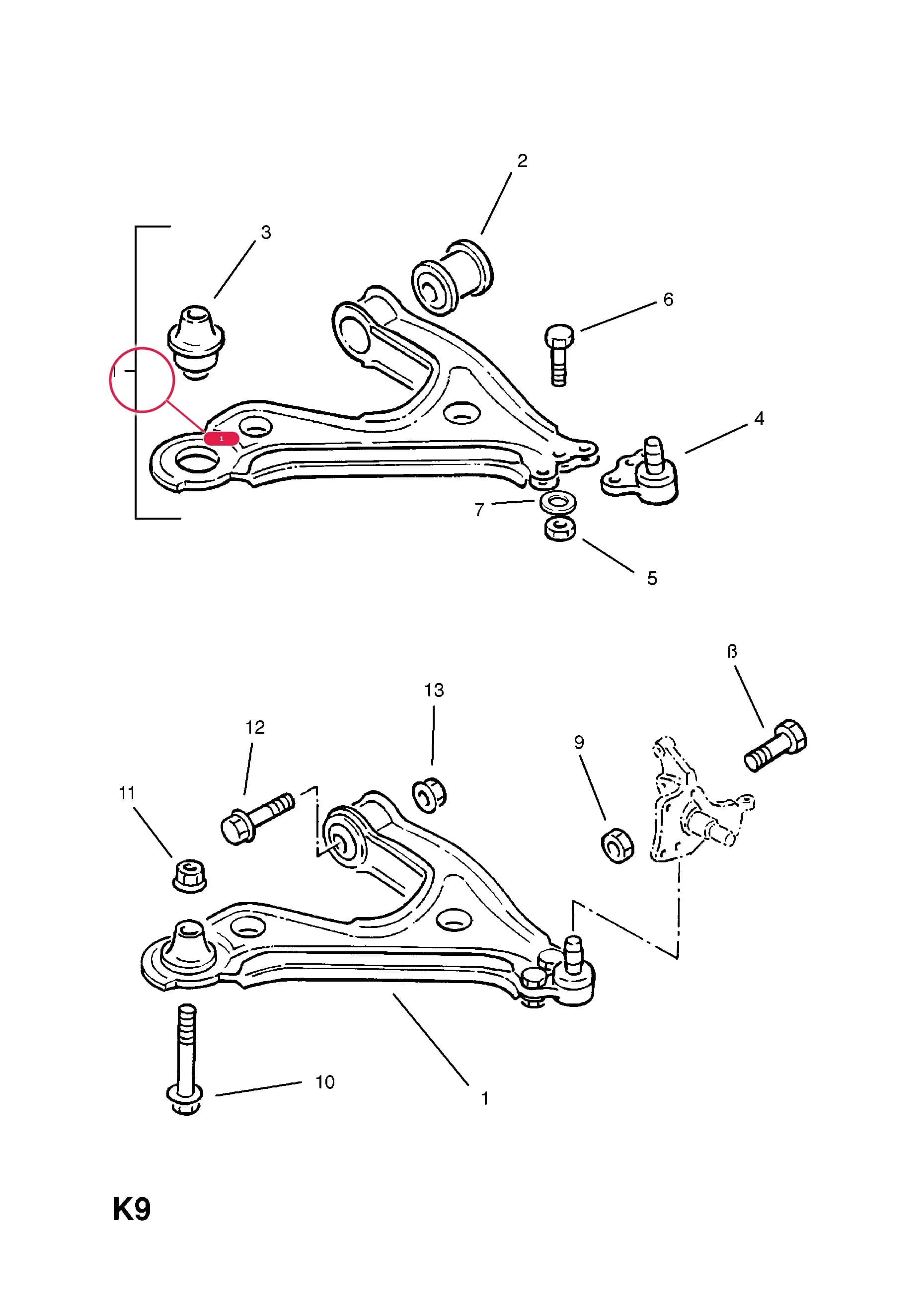 ARM,ASSY.,FRONT SUSPENSION,RH (NLS.- USE 90288388     3 52 136)Примечание:EXC.AMBULANCE AND EXTENDED BODY — Opel  OMEGA-A ( 1987 -  1993) — K FRONT AXLE AND SUSPENSION › 29.FRONT SUSPENSION ARM