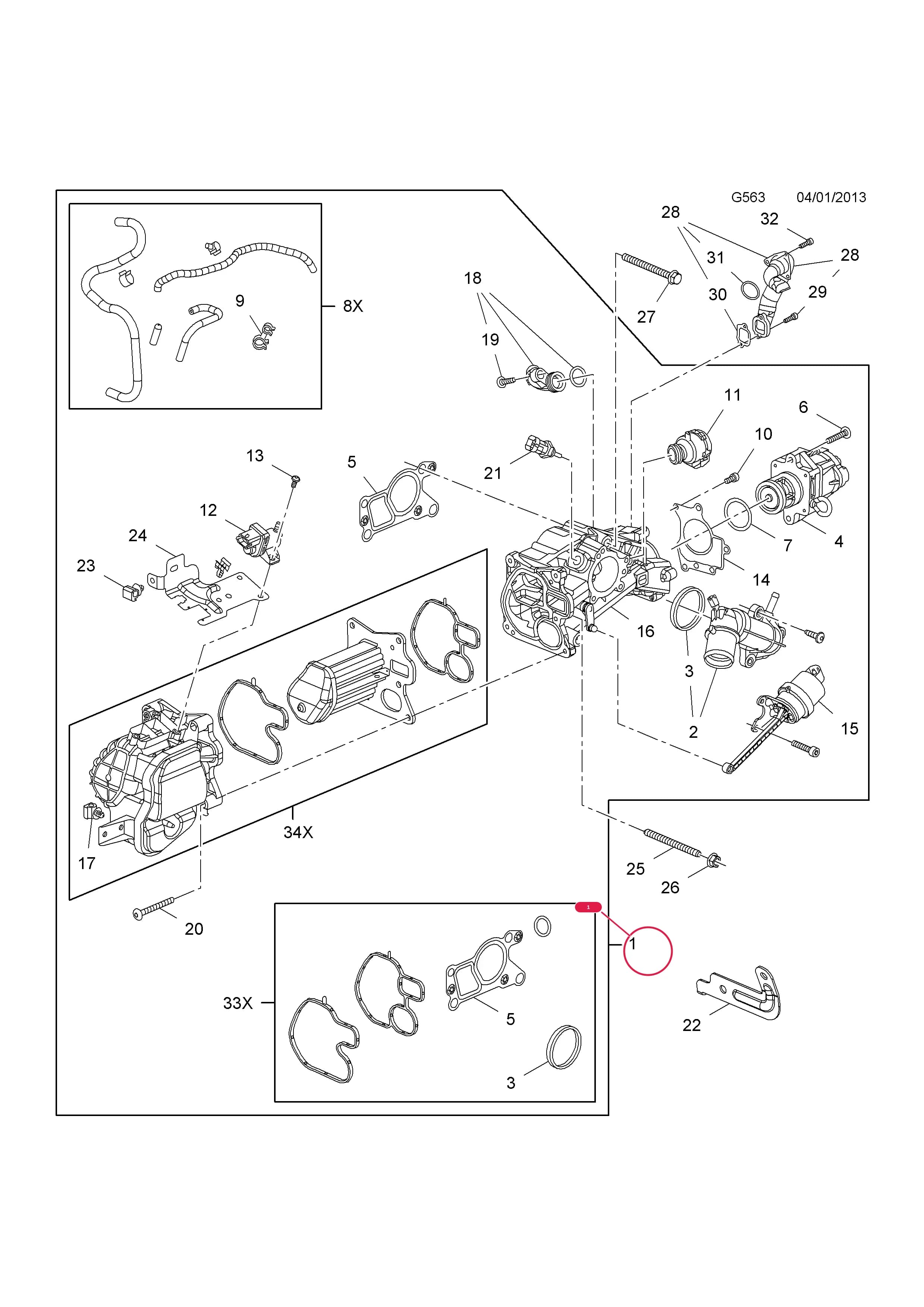 MODULE,EXHAUST GAS RECIRCULATION — Opel  CASCADA ( 2013 - ) — G FUEL AND EXHAUST › 4 A20DTH[LBS] DIESEL ENGINE