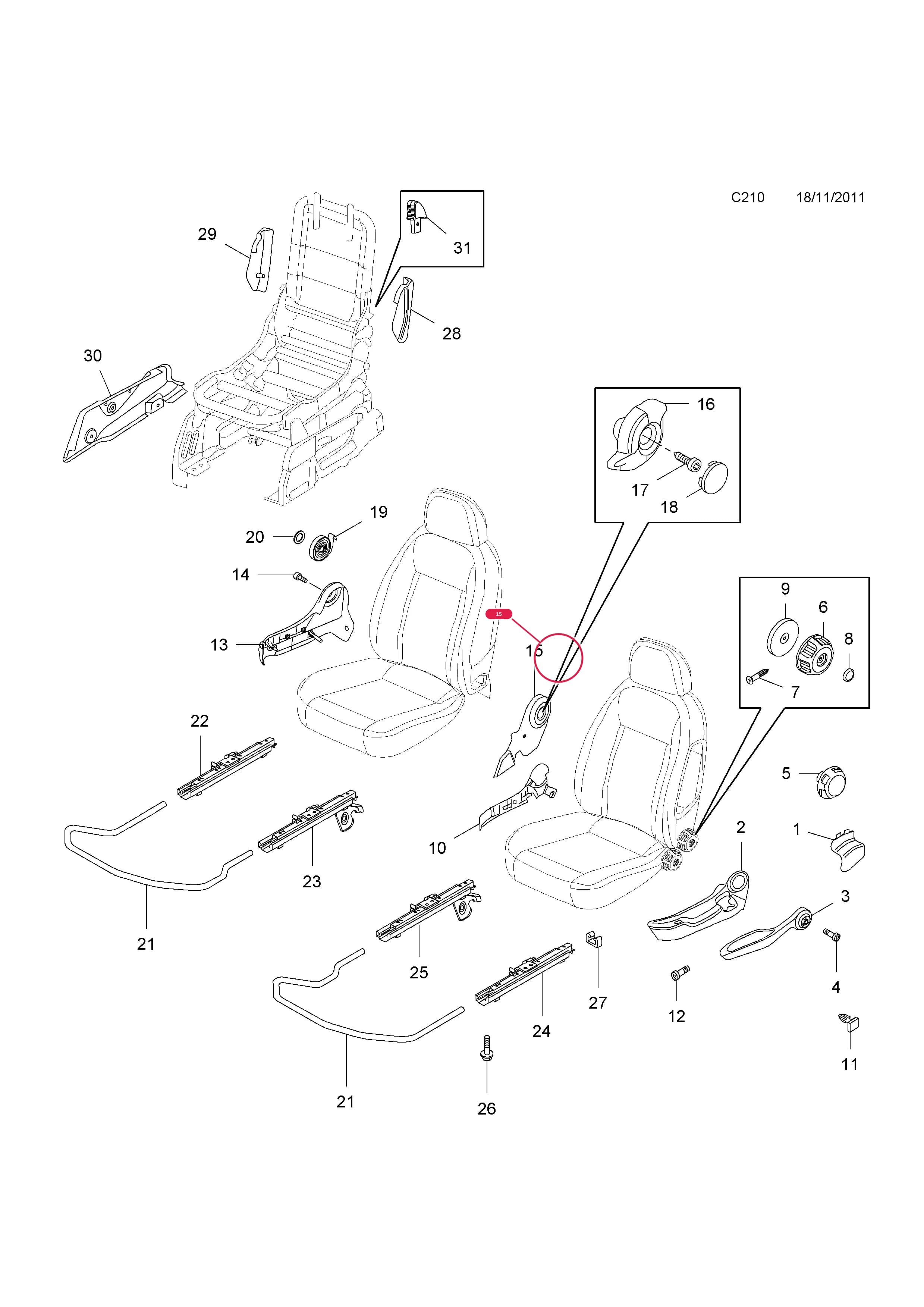 COVER,INNER,RH-LHD (FOR FOLDING PASSENGER SEAT,POC AWE) — Opel  COMBO-D ( 2012 - ) — C BODY INTERIOR FITTINGS › 16 FRONT SEAT FRAME AND FITTINGS