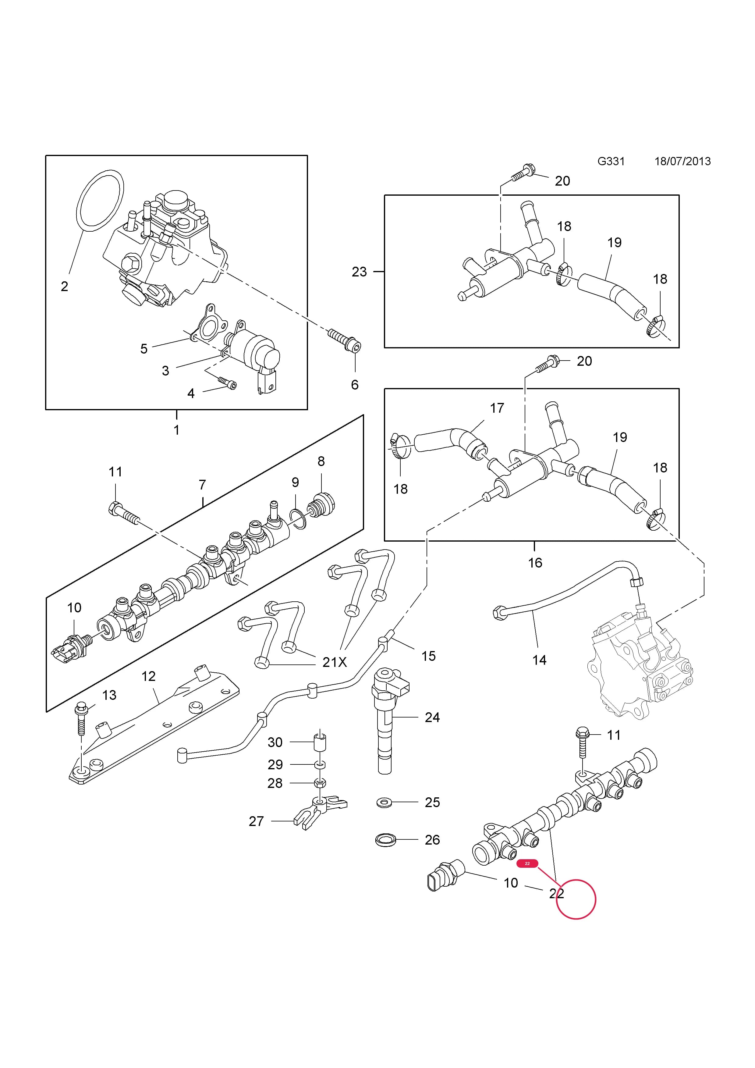 DISTRIBUTOR,FUEL INJECTOR  (PRODUCTION NO. 55234437) — Opel  COMBO-D ( 2012 - ) — G FUEL AND EXHAUST › 2 FUEL SYSTEM