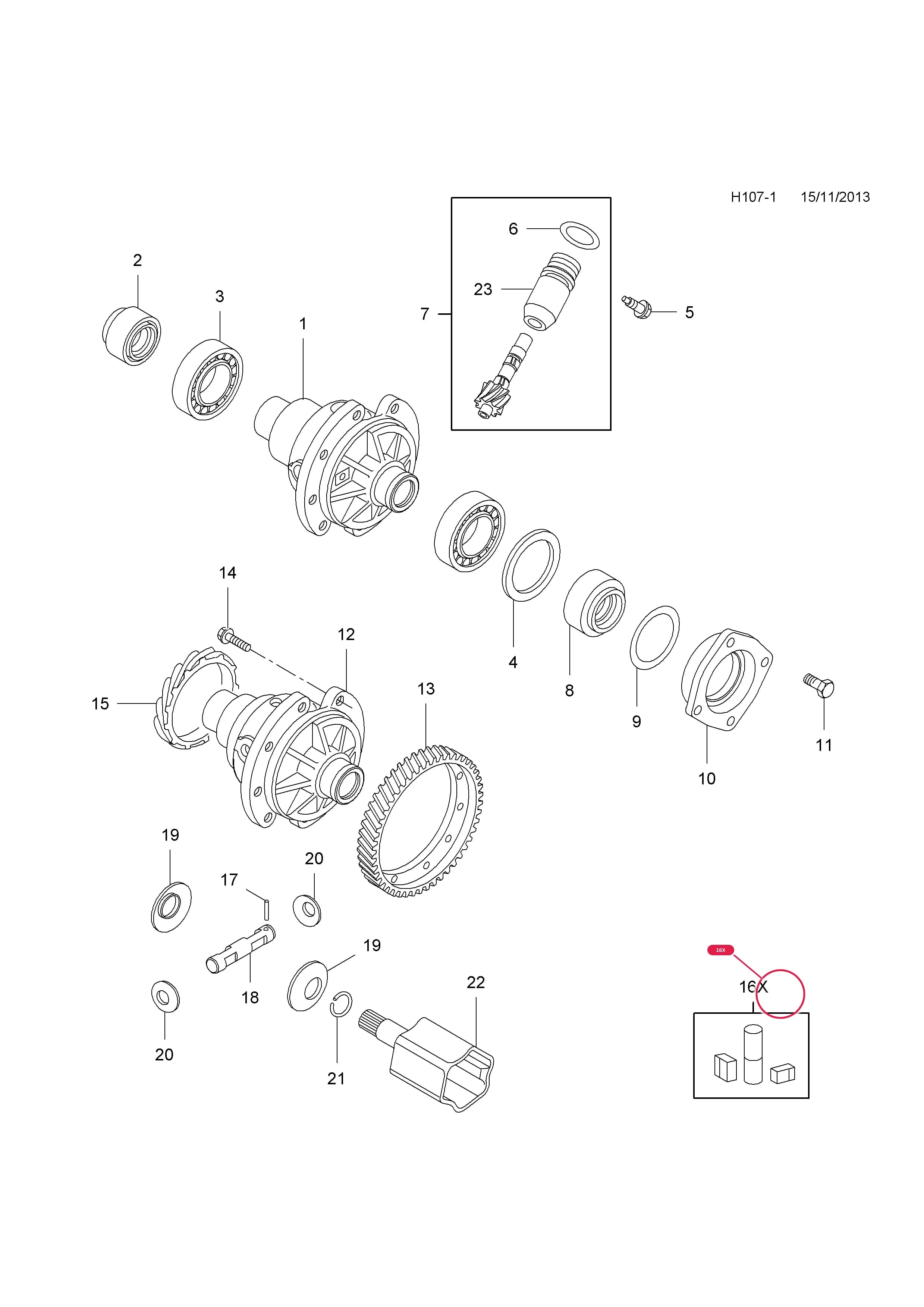 PINION,SIDE,DIFFERENTIAL,KIT — Opel  COMBO-D ( 2012 - ) — H TRANSMISSION › 1 5 SPEED MANUAL TRANSMISSION