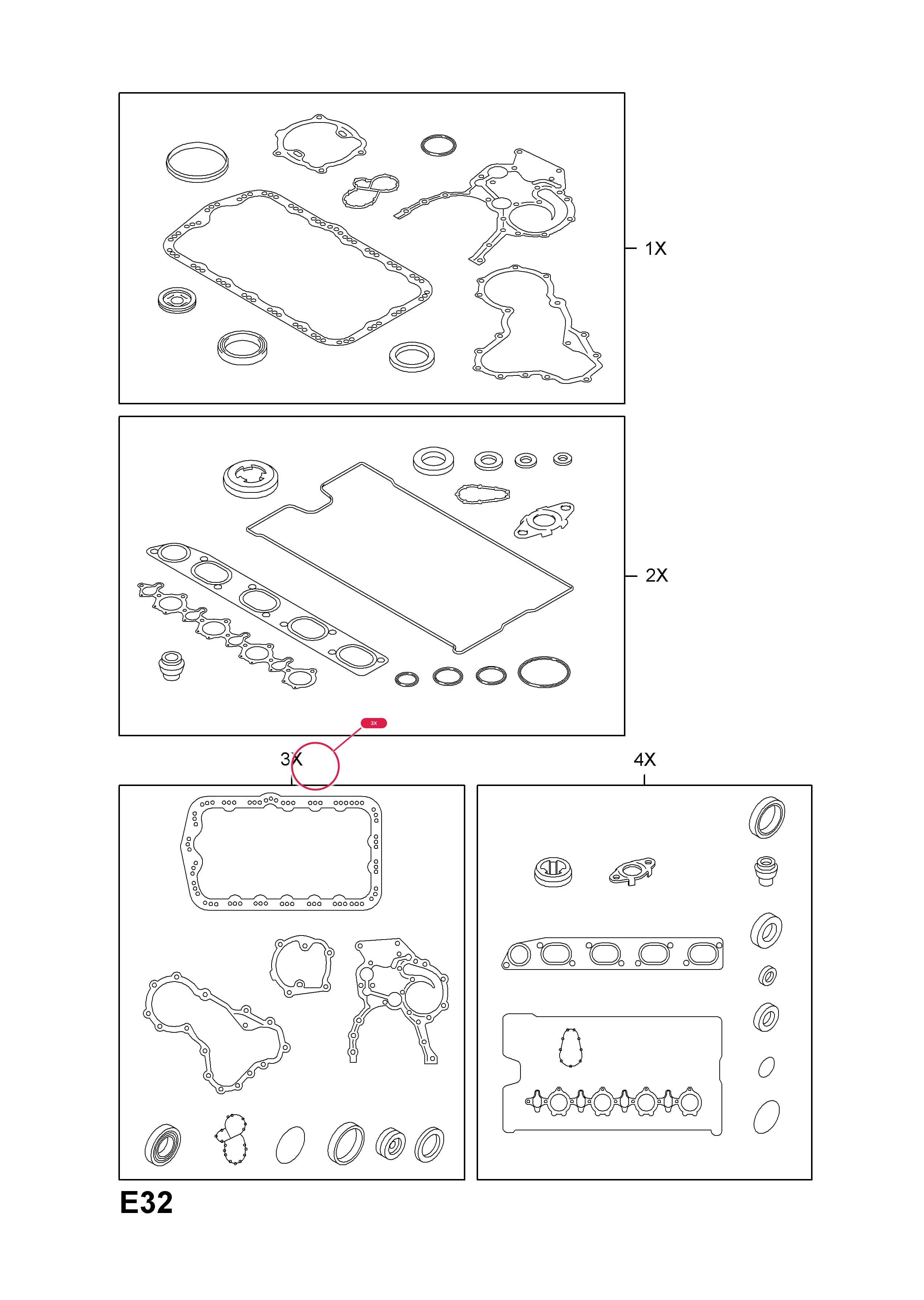 GASKET SET,BOTTOM OVERHAUL — Opel  VIVARO-A ( 2001 - ) — E ENGINE AND CLUTCH › 5 25DTI - G9U-630,G9U-730 TURBO-DIESEL ENGINES