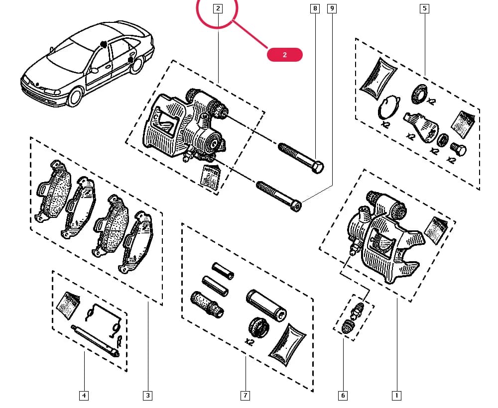 Vehicle fabrication number >= 970127, Equipment level = E5; Additional to equipment level = LCL, Equipment level = E3; Equipment level = E5; Additional to equipment level = IMA, Equipment level = E3; Vehicle fabrication number >= MOD9909, Anti-lock braking system = Yes, Type of climate = Extreme cold climate; Vehicle fabrication number >= MOD9909, Anti-lock braking system = Yes, Type of climate = Extreme cold climate, Equipment level = E1 or Equipment level = E2; Vehicle fabrication number >= MOD9909, Anti-lock braking system = Yes, Type of climate = Extreme cold climate, Additional to equipment level = EXE or Additional to equipment level = SAN913, Equipment level = E3; Vehicle fabrication number >= MOD9909, Type of climate = Extreme cold climate; Vehicle fabrication number >= MOD9909, Type of climate = Extreme cold climate, Equipment level = E2 or Equipment level = E3 or Equipment level = E5; Vehicle fabrication number >= MOD9909, Type of climate = Extreme cold climate, Additional to equipment level = AZE or Additional to equipment level = SAN913, Equipment level = E3; Vehicle fabrication number >= MOD9909, Type of climate = Extreme cold climate, Additional to equipment level = SAN913, Equipment level = E3 — 556B — Manual › 34 Rear non-bearing elements / Brake calipers