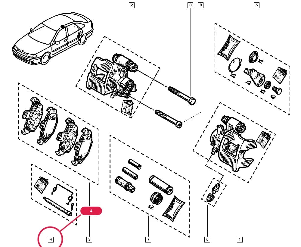 Vehicle fabrication number >= 970127, Equipment level = E5; Additional to equipment level = LCL, Equipment level = E3; Equipment level = E5; Additional to equipment level = IMA, Equipment level = E3; Vehicle fabrication number >= MOD9909, Anti-lock braking system = Yes, Type of climate = Extreme cold climate; Vehicle fabrication number >= MOD9909, Anti-lock braking system = Yes, Type of climate = Extreme cold climate, Equipment level = E1 or Equipment level = E2; Vehicle fabrication number >= MOD9909, Anti-lock braking system = Yes, Type of climate = Extreme cold climate, Additional to equipment level = EXE or Additional to equipment level = SAN913, Equipment level = E3; Vehicle fabrication number >= MOD9909, Type of climate = Extreme cold climate; Vehicle fabrication number >= MOD9909, Type of climate = Extreme cold climate, Equipment level = E2 or Equipment level = E3 or Equipment level = E5; Vehicle fabrication number >= MOD9909, Type of climate = Extreme cold climate, Additional to equipment level = AZE or Additional to equipment level = SAN913, Equipment level = E3; Vehicle fabrication number >= MOD9909, Type of climate = Extreme cold climate, Additional to equipment level = SAN913, Equipment level = E3 — 556B — Manual › 34 Rear non-bearing elements / Brake calipers