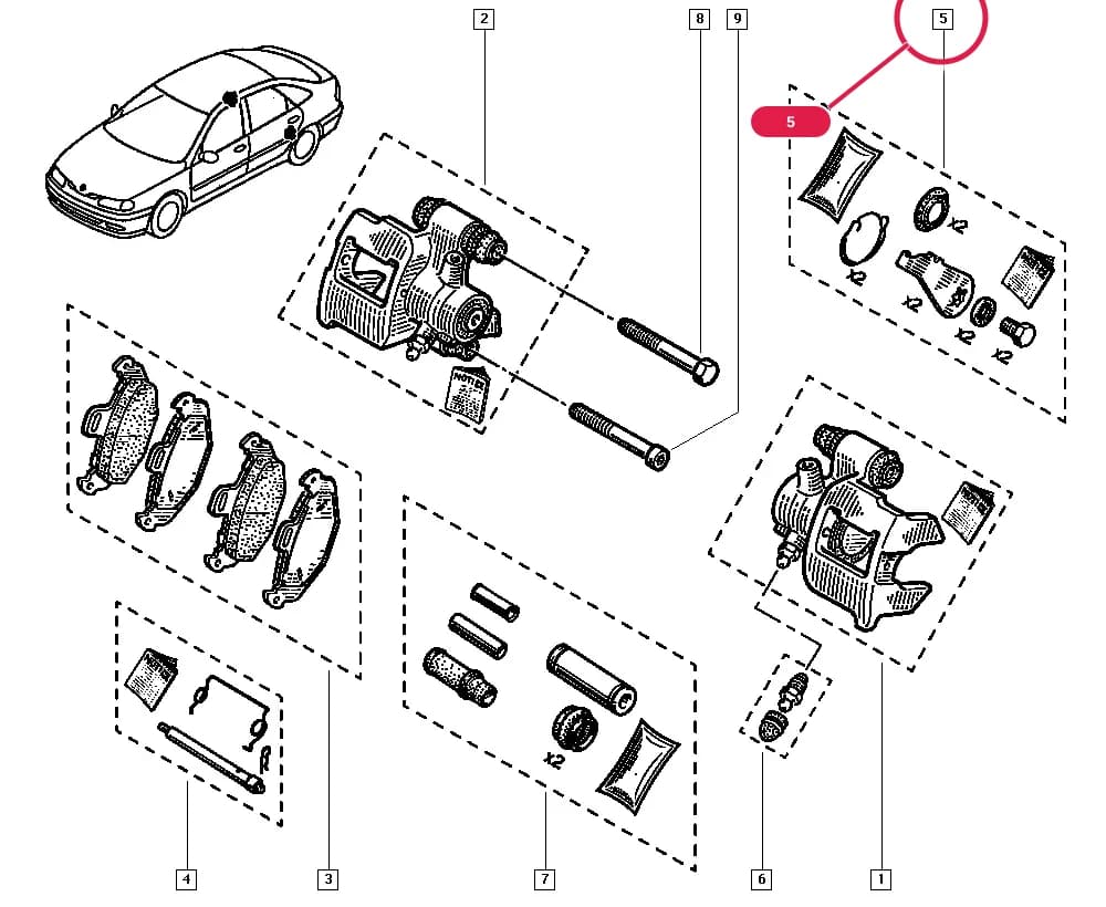 Vehicle fabrication number >= 970127, Equipment level = E5; Additional to equipment level = LCL, Equipment level = E3; Equipment level = E5; Additional to equipment level = IMA, Equipment level = E3; Vehicle fabrication number >= MOD9909, Anti-lock braking system = Yes, Type of climate = Extreme cold climate; Vehicle fabrication number >= MOD9909, Anti-lock braking system = Yes, Type of climate = Extreme cold climate, Equipment level = E1 or Equipment level = E2; Vehicle fabrication number >= MOD9909, Anti-lock braking system = Yes, Type of climate = Extreme cold climate, Additional to equipment level = EXE or Additional to equipment level = SAN913, Equipment level = E3; Vehicle fabrication number >= MOD9909, Type of climate = Extreme cold climate; Vehicle fabrication number >= MOD9909, Type of climate = Extreme cold climate, Equipment level = E2 or Equipment level = E3 or Equipment level = E5; Vehicle fabrication number >= MOD9909, Type of climate = Extreme cold climate, Additional to equipment level = AZE or Additional to equipment level = SAN913, Equipment level = E3; Vehicle fabrication number >= MOD9909, Type of climate = Extreme cold climate, Additional to equipment level = SAN913, Equipment level = E3 — 556B — Manual › 34 Rear non-bearing elements / Brake calipers