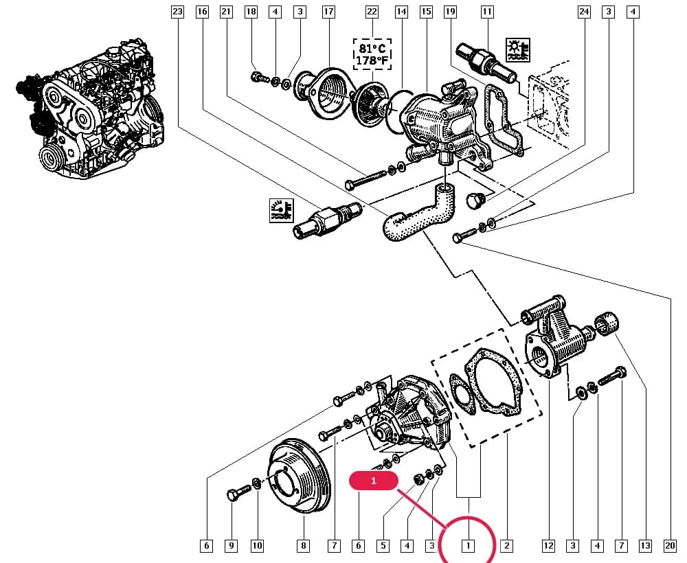 K480 — Manual › 11 Upper engine / Water pump