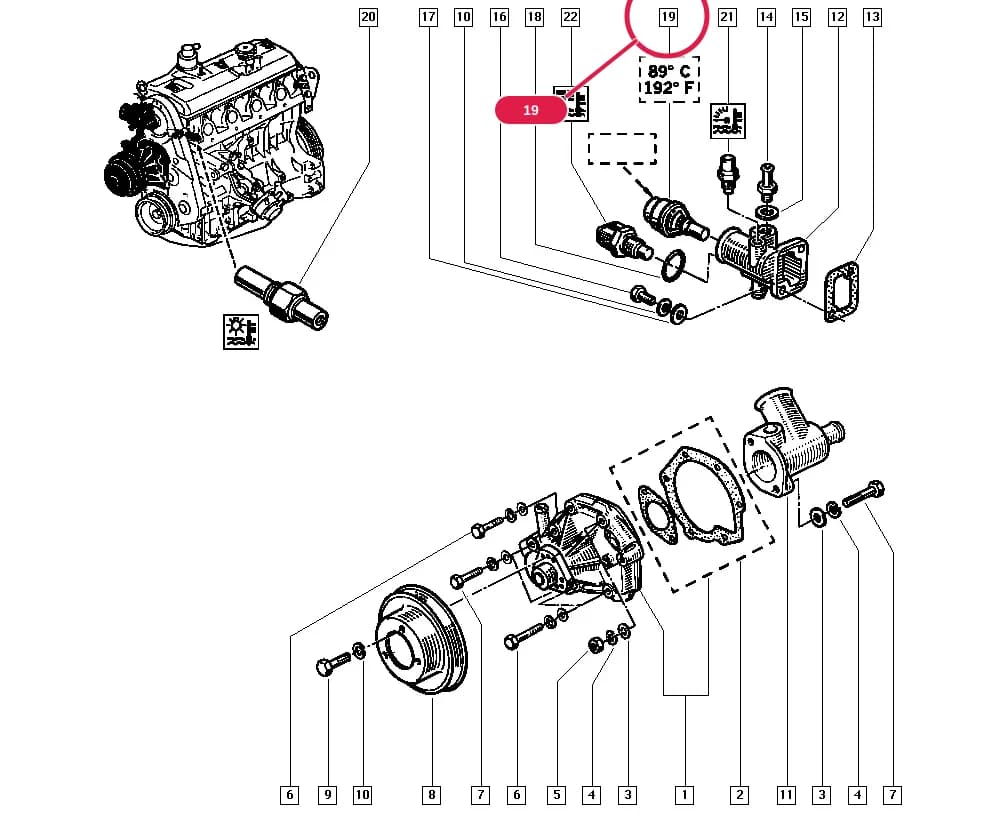 J636 — Manual › 11 Upper engine / Water pump