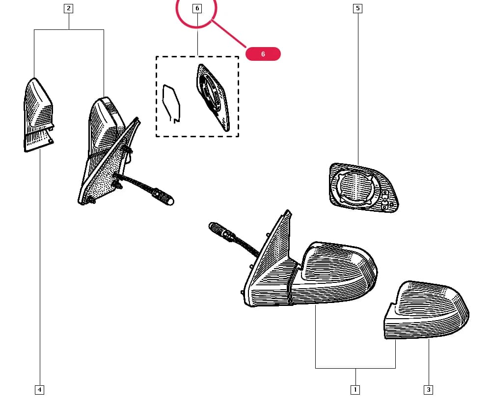Special build (factory). not Driving school vehicle; Marking. = HARMAN — 557B — Bodywork › 56 Various external accessories / Internal and external rear view mirrors