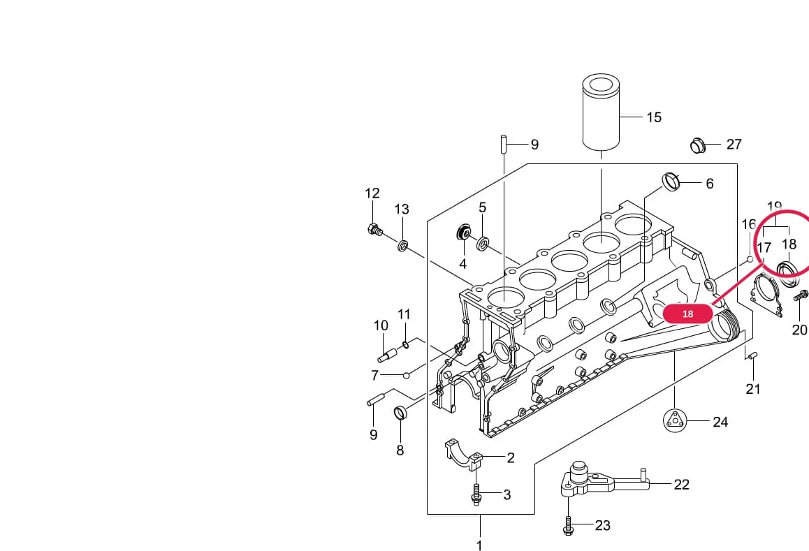 SEALlNG-CRANKSHAFT RR — Musso — Engine › 1122 CYLINDER BLOCK(OM600)