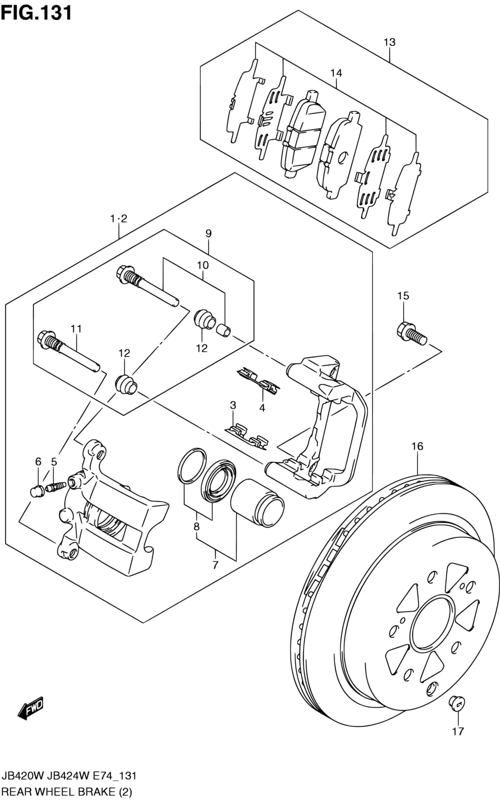 JB424W-4 (E74) — Brake › 131 - REAR WHEEL BRAKE (JB424W)
