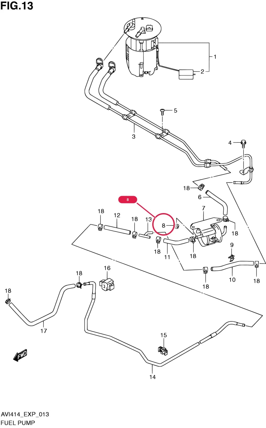AVI414 (P06,P85) — Fuel › 13 - FUEL PUMP