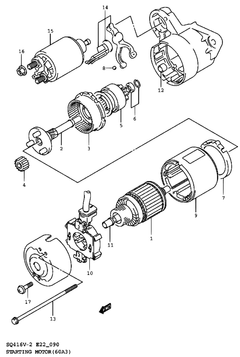 SQ416V-2 — Engine Electrical › 90 - STARTING MOTOR (NAME PLATE NO.31100-60A3)