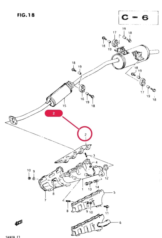 SK408 — Exhaust › 18 - MUFFLER (V)