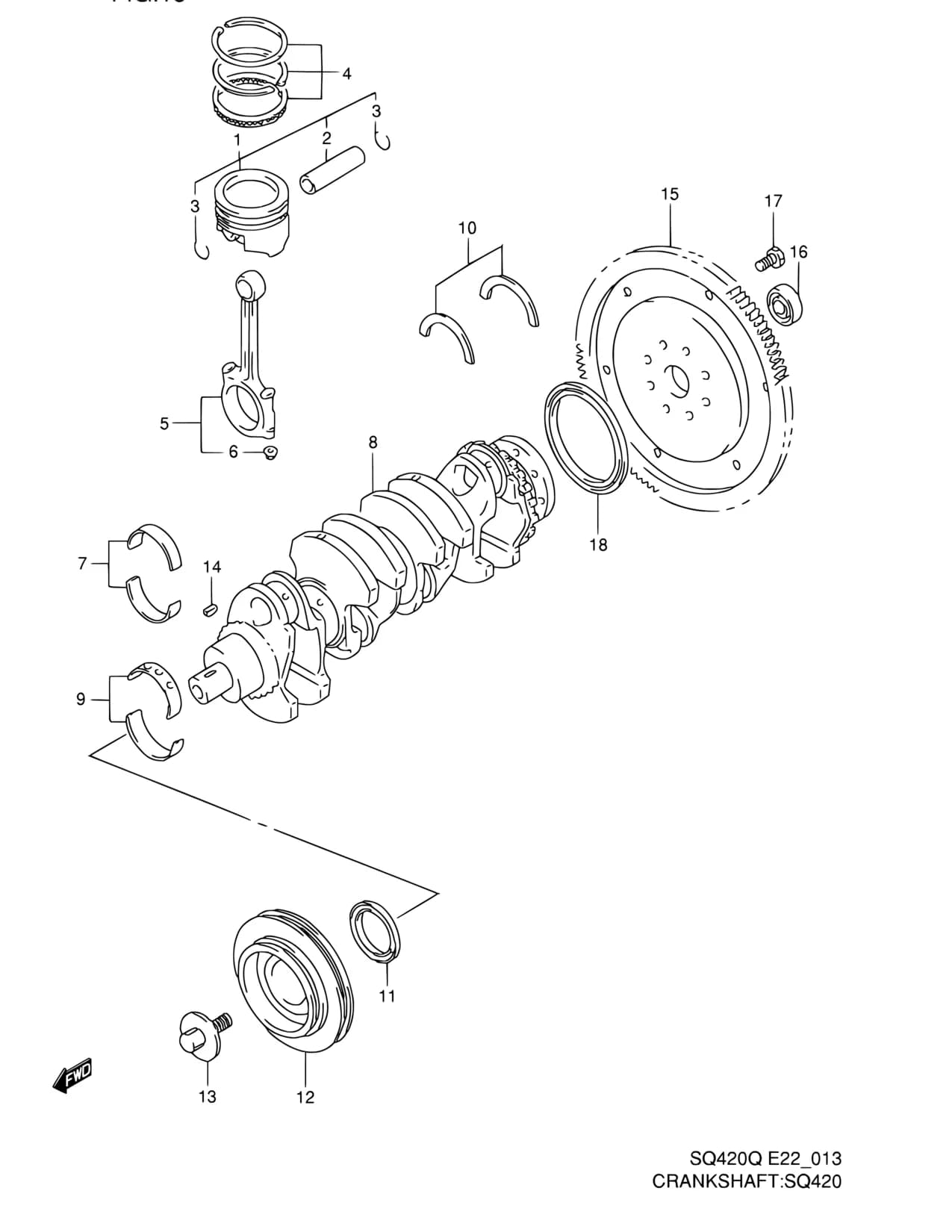 SQ420Q (MY:99-00,CAMI) — Engine › 13 - CRANKSHAFT (SQ420Q)