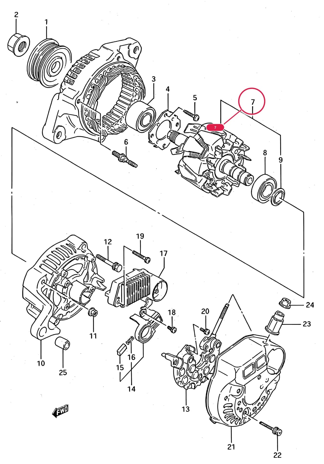 SF413 (E01) — Engine Electrical › 124 - GENERATOR (OHC)