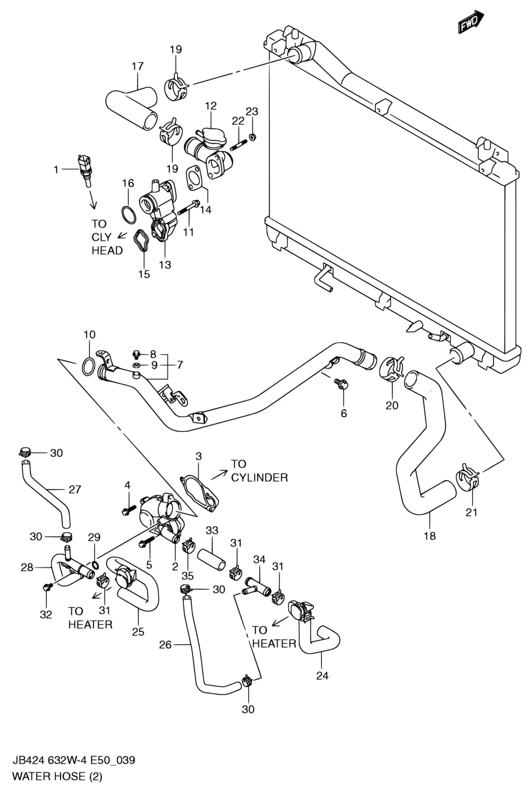 JB632W-4 (E50) — Cooling › 39 - WATER HOSE (JB632W)