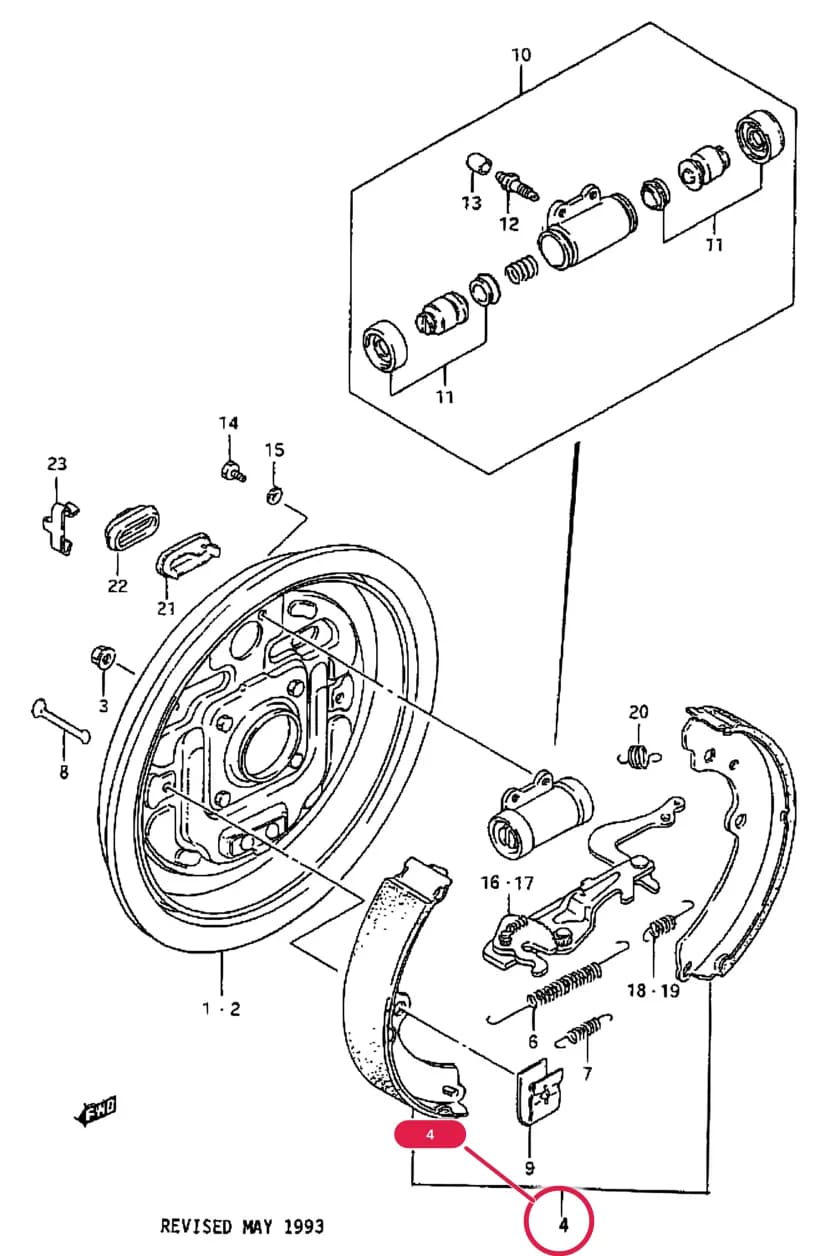 SJ413 (E03,E33:MY 1986) — Brake › 60 - REAR WHEEL BRAKE