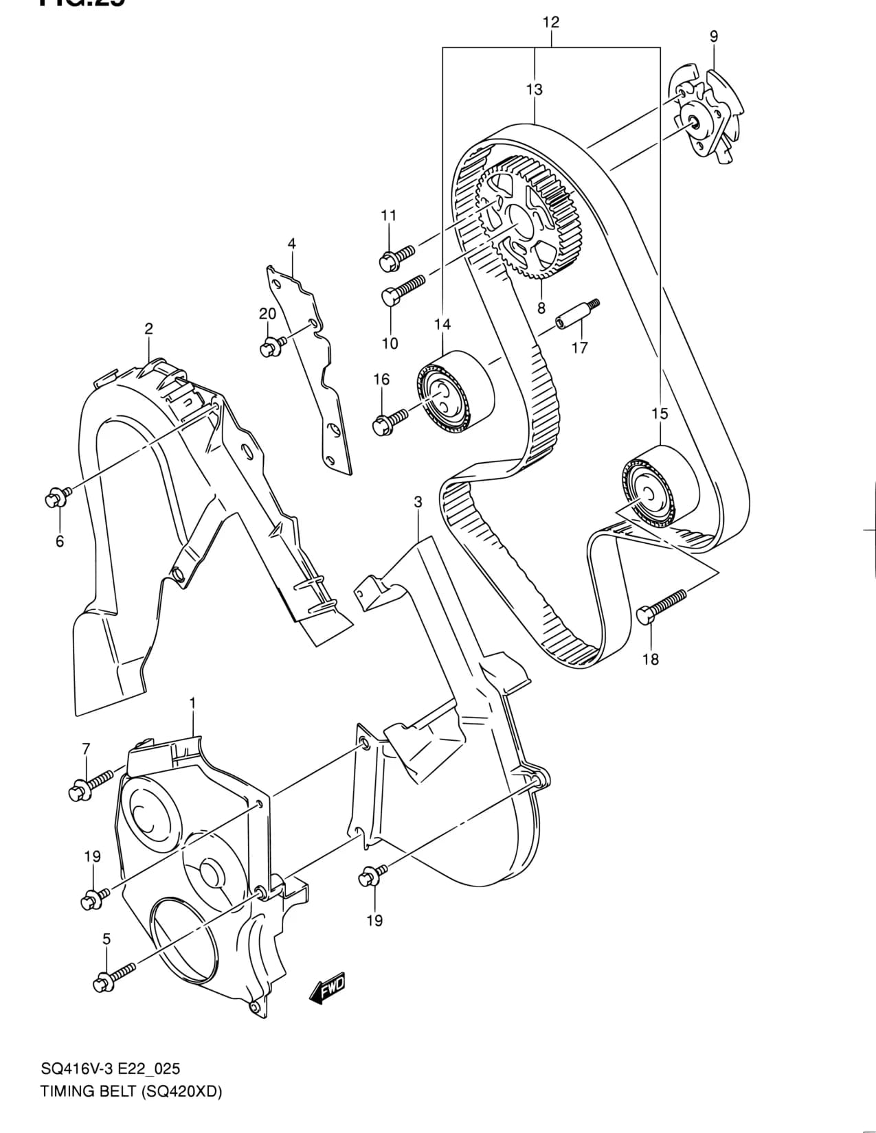 SQ416V-3 — Engine › 25 - TIMING BELT (SQ420XD)