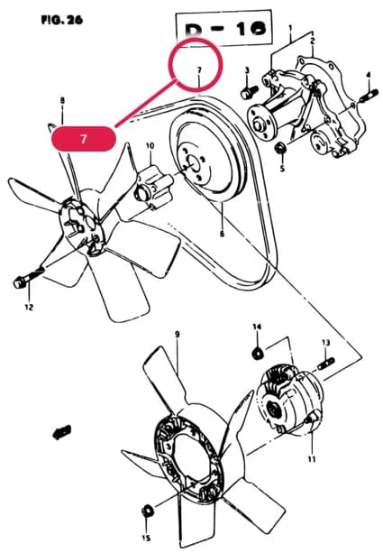 SJ413Q-6/SJ413V-6 (E01) — Cooling › 26 - WATER PUMP