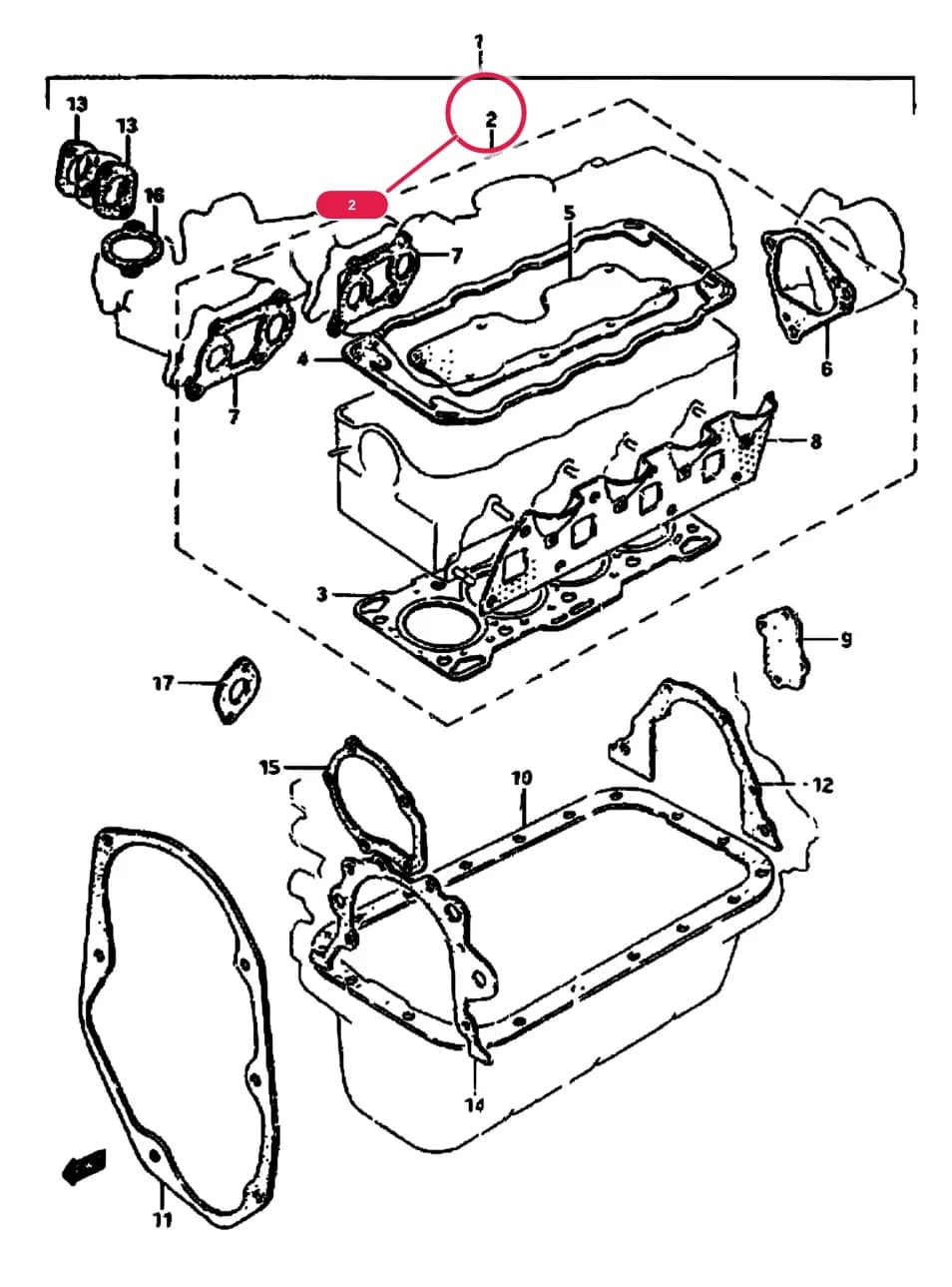 SK410 (E24) — Engine › 1 - ENGINE GASKET SET