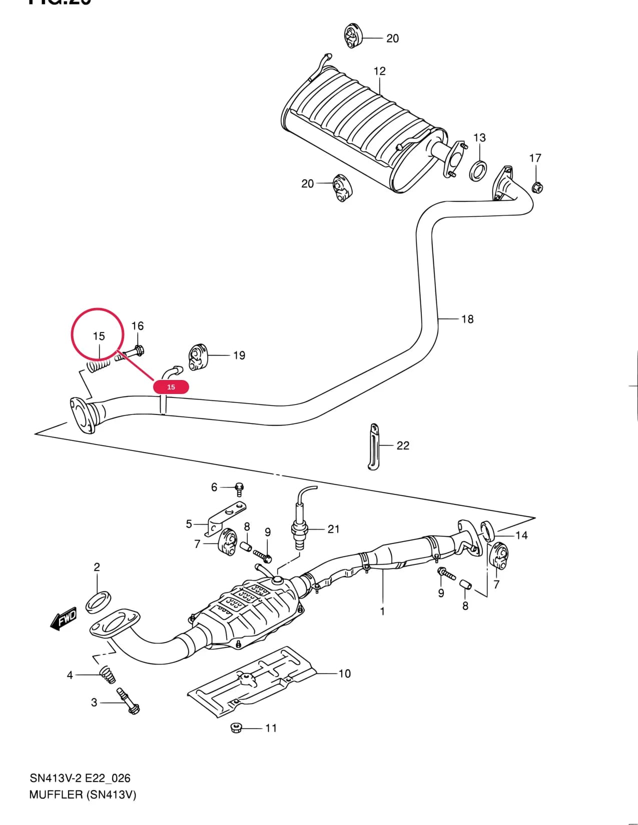 SN413V-3 — Exhaust › 26 - MUFFLER (SN413V)