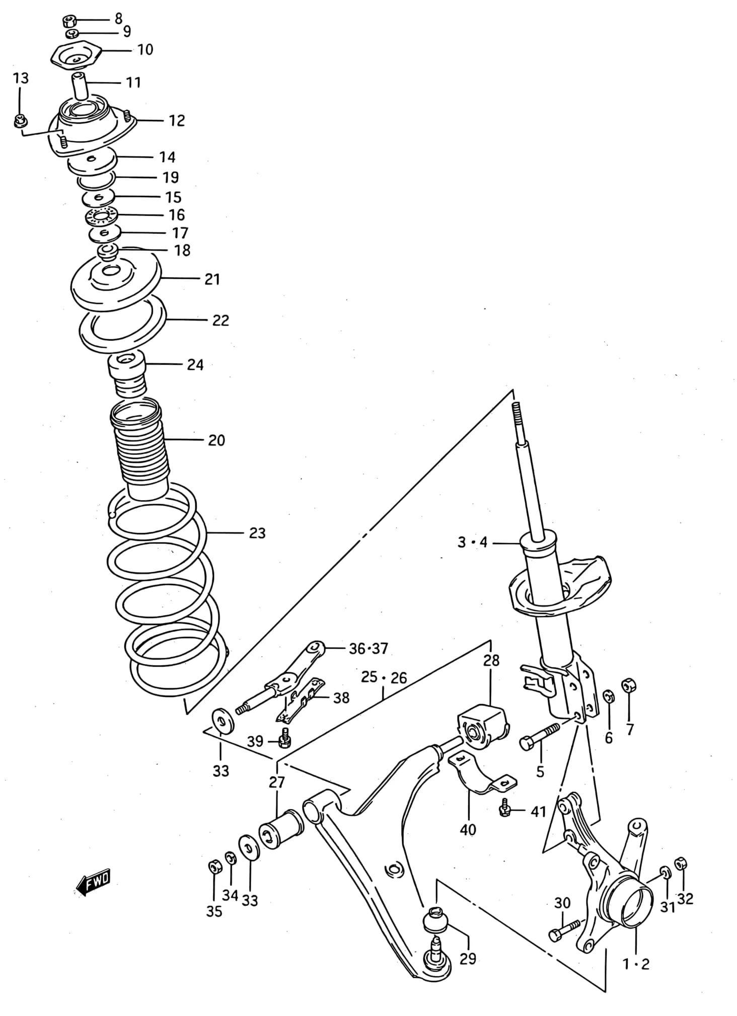 2WD:3DR,5DR TYPE 1:GL,GS,GLX — SF413 (E01) — Suspension › 167 - FRONT SUSPENSION