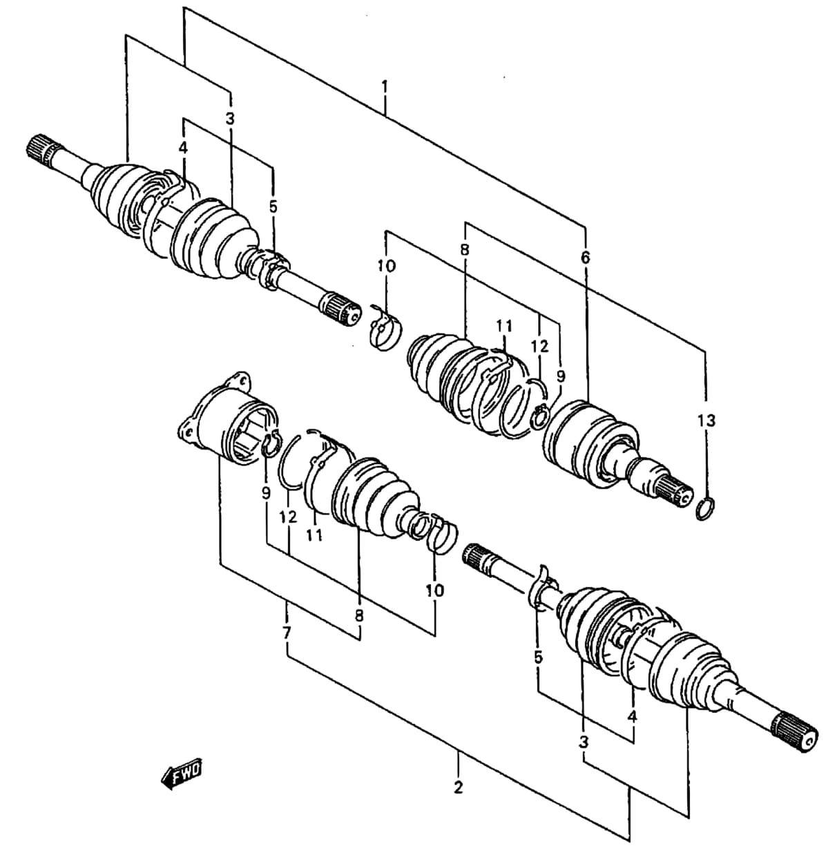 SV418 (MY 1997) — Suspension › 130 - A FRONT DRIVE SHAFT (SV418)
