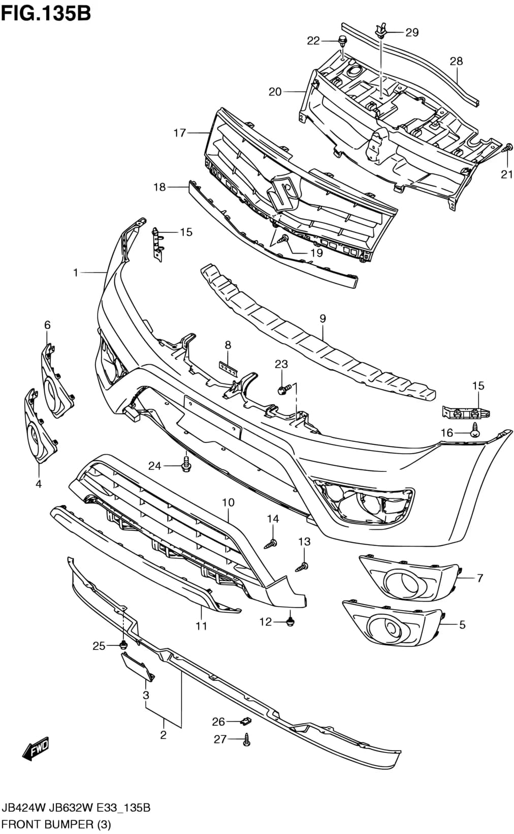 JB424W (E33:MY 2012) — Body › 135B - FRONT BUMPER (13 MODEL)
