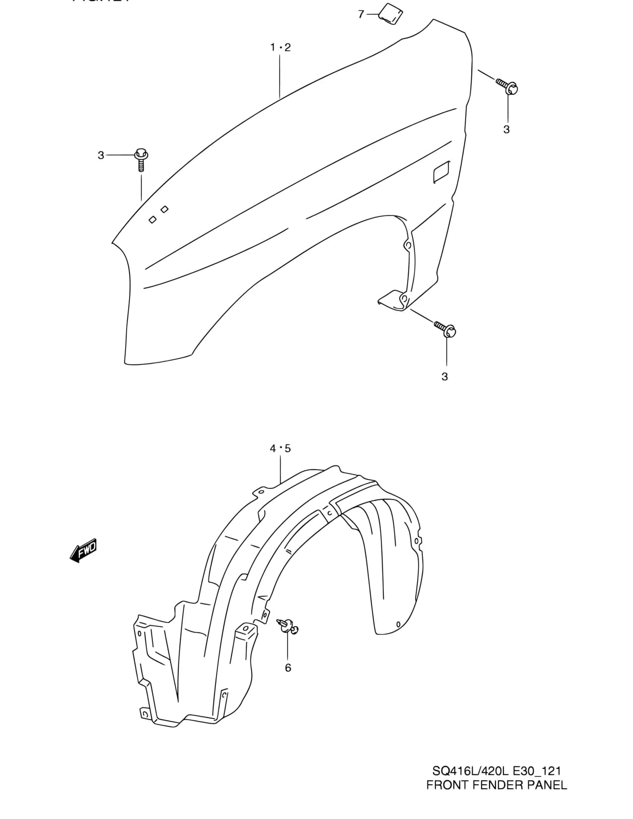 SQ416L — Body › 121 - FRONT FENDER