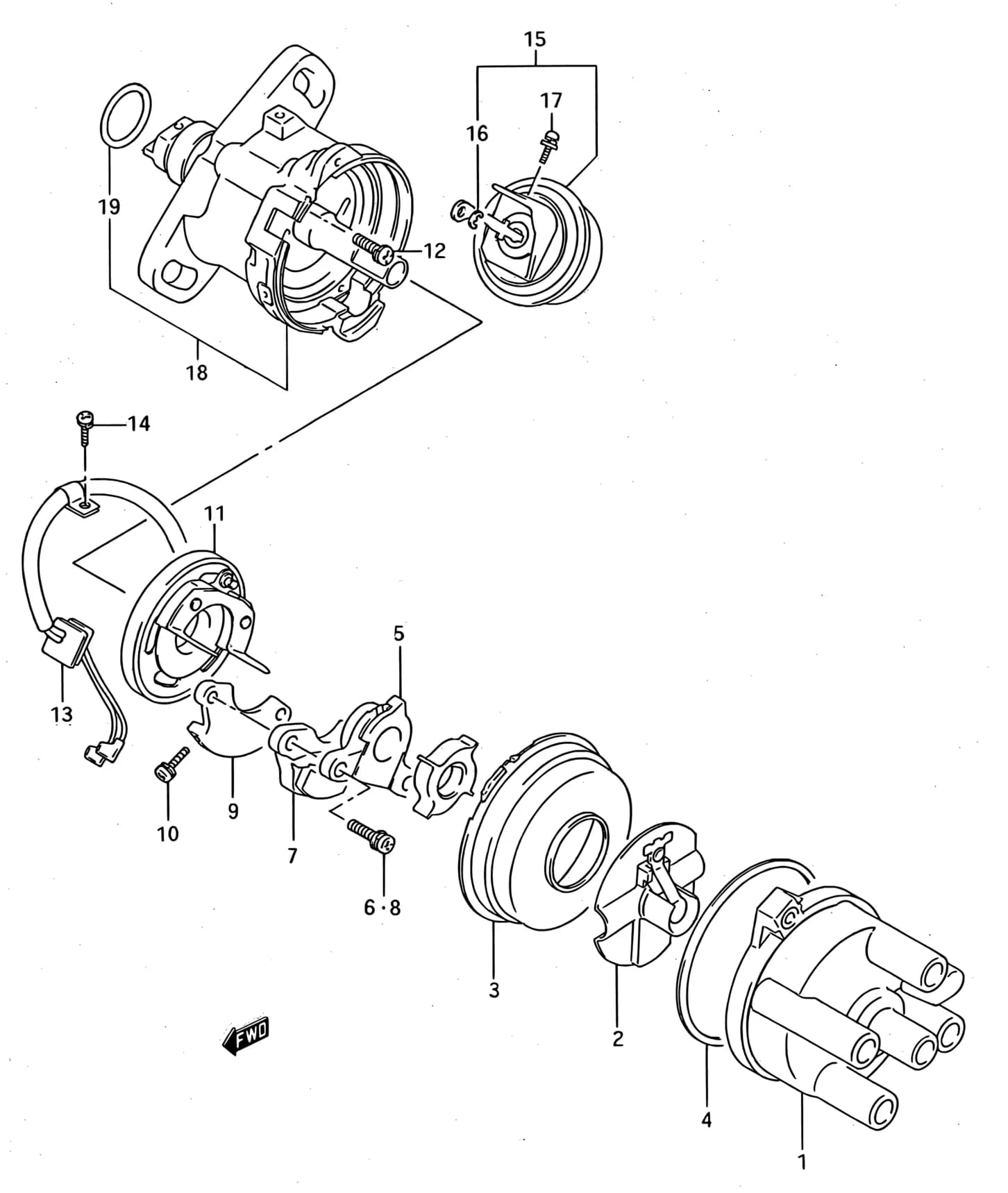 SF413 (E01) — Engine Electrical › 126 - DISTRIBUTOR (OHC:W/CARBURETOR:TYPE 1)