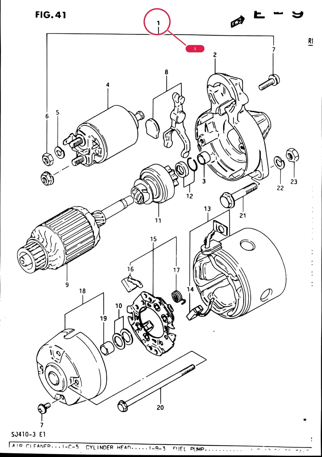 SJ410-3 (E01) — Engine Electrical › 41 - STARTING MOTOR (E15, E16, E17)