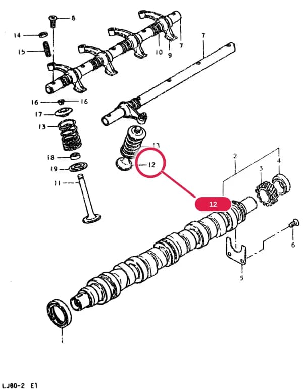 VALVE, EXHAUST (OD:27.6) — LJ80-2/LJ80Q-2/LJ80V-2 — Engine › 7 - CAM SHAFT - VALVE
