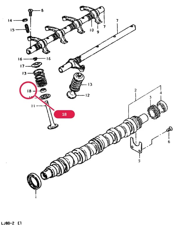 LJ80-2/LJ80Q-2/LJ80V-2 — Engine › 7 - CAM SHAFT - VALVE