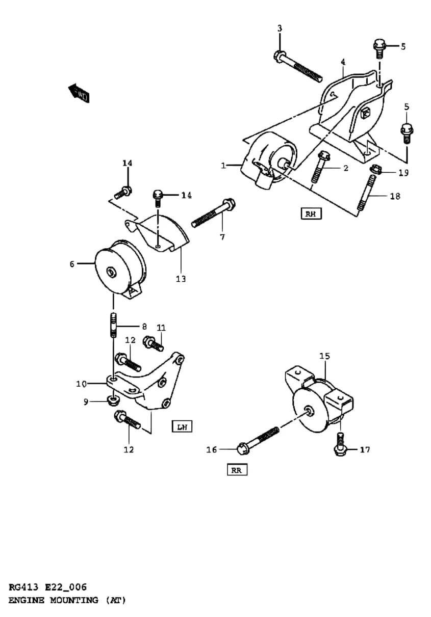 RG413-3 — Engine › 6 - ENGINE MOUNTING (4WD)