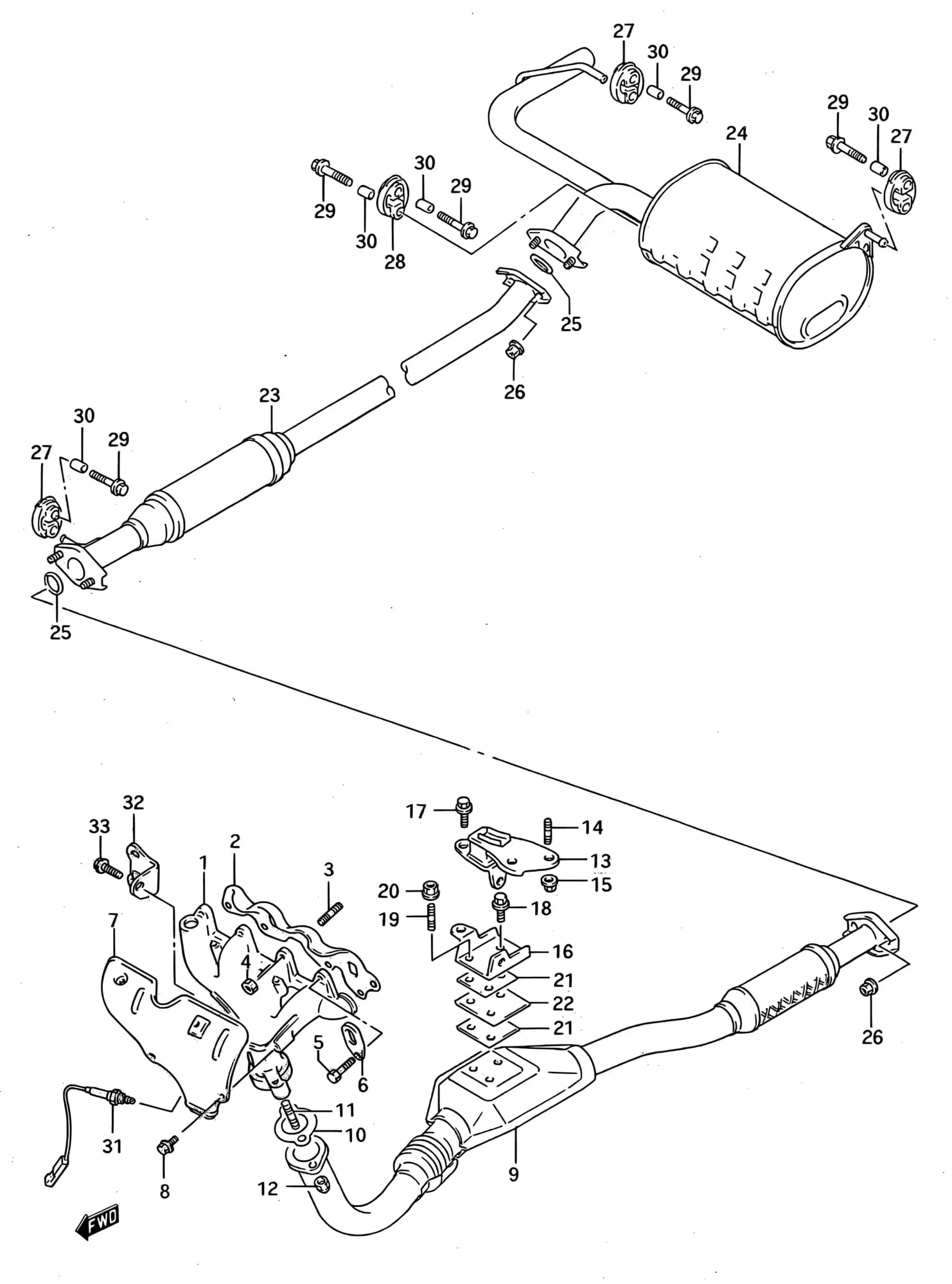 SF413 (E01) — Exhaust › 39 - MUFFLER (4WD:OHC:FUEL INJECTION)