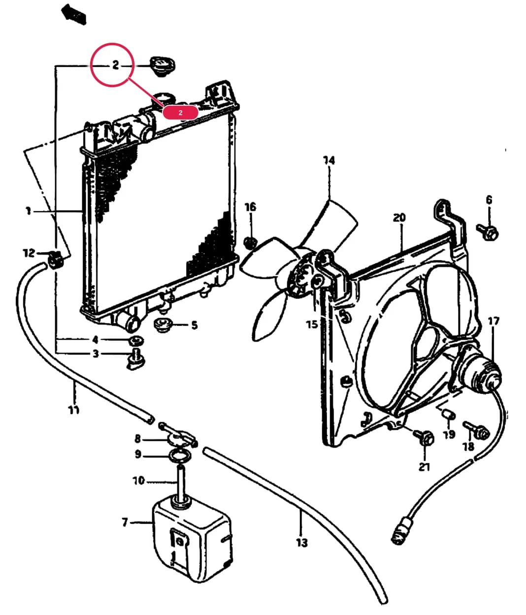 SA310 (E01) — Cooling › 27 - RADIATOR AND COOLING FAN