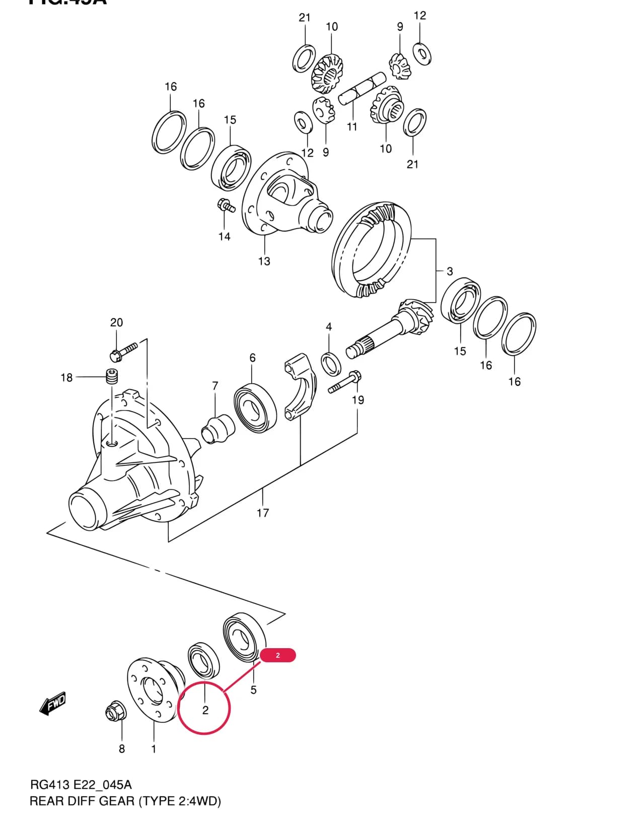 RG413-3 — Transmission › 45A - REAR DIFF GEAR (4WD:TYPE 2,3)